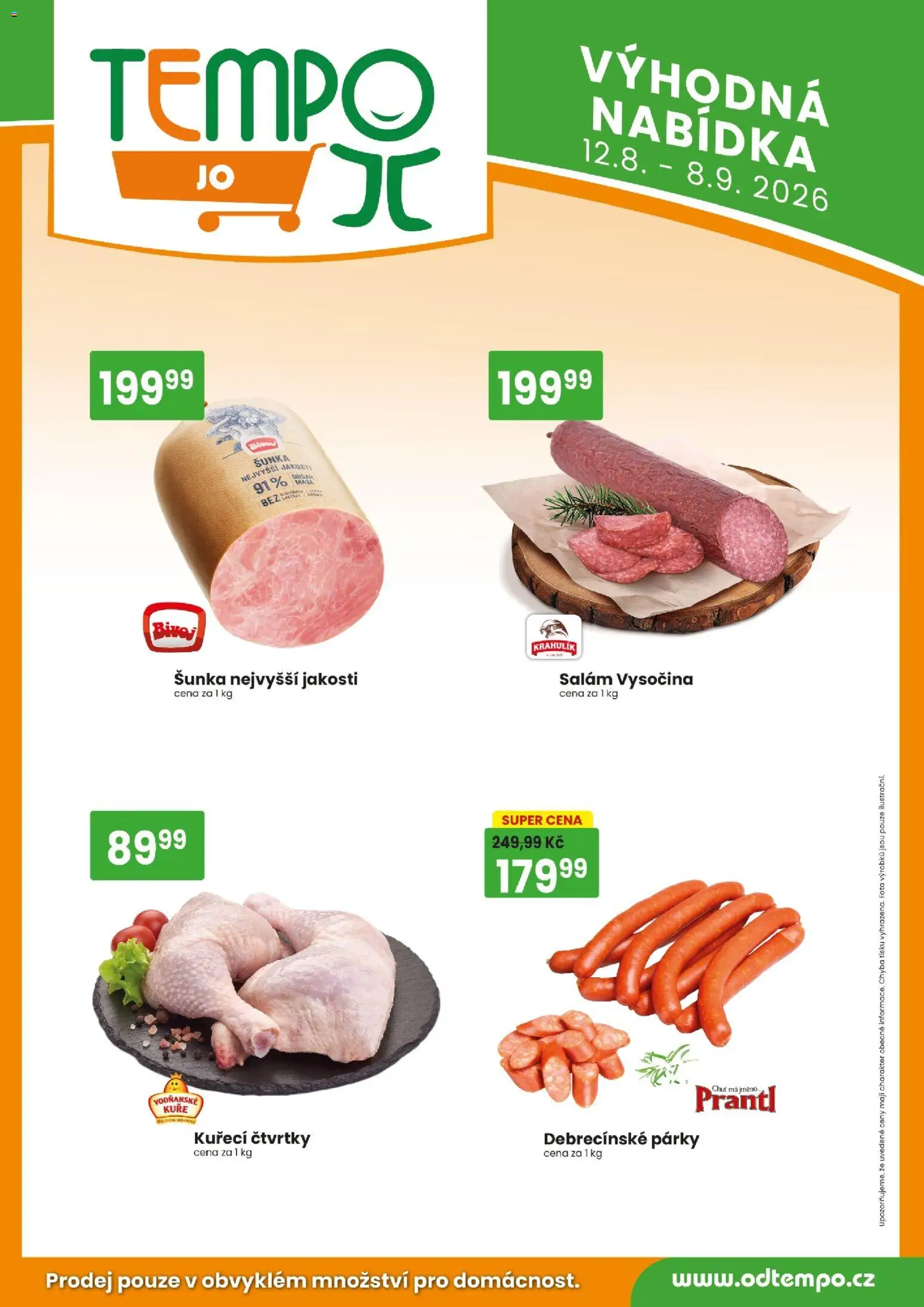 Tempo leták - JO od 12.08.2026 | Strana: 3 | Produkty: Salám, Párky, Vysočina, Kuře