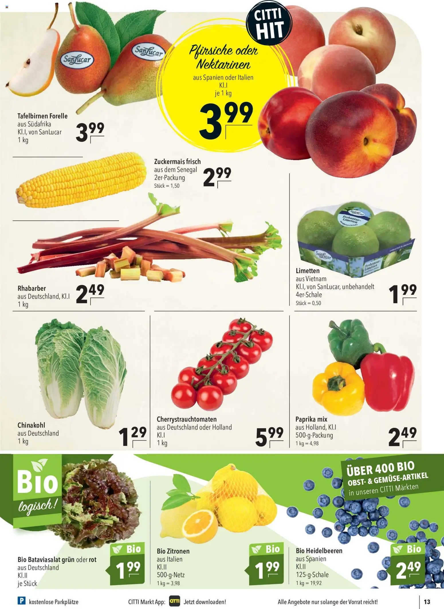CITTI Markt Prospekt – gültig ab 27.05.2026 | Seite: 13 | Produkte: Nektarinen, Heidelbeeren, Paprika, Rhabarber
