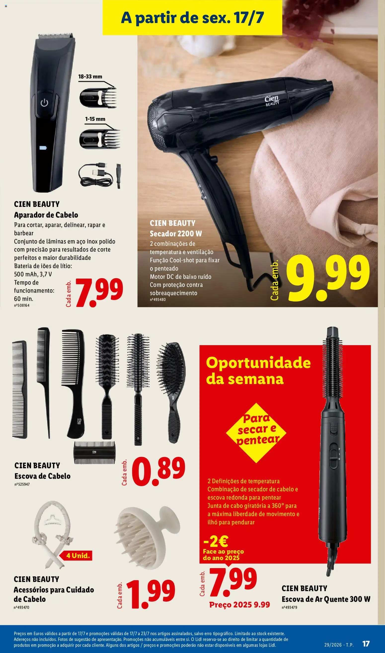 Lidl Novidades │ válido de 13/07/2026 | Página: 17 | Produtos: Cabo, Secador de cabelo, Aparador, Escova de cabelo