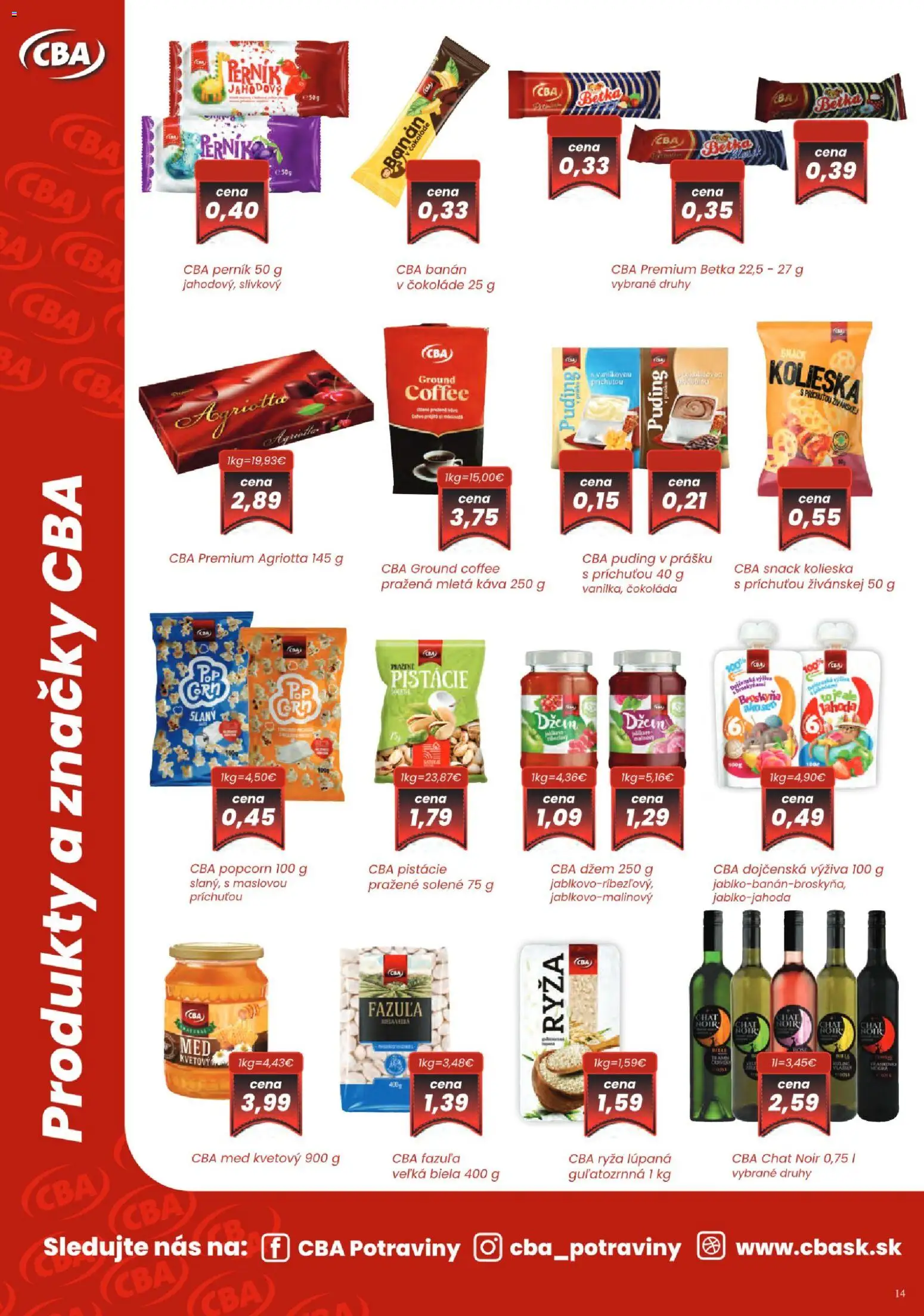 Nové Sintra akcie – leták je platný od 04.06.2026 | Strana: 14 | Produkty: Puding, Fazuľa, Čokoláda, Med