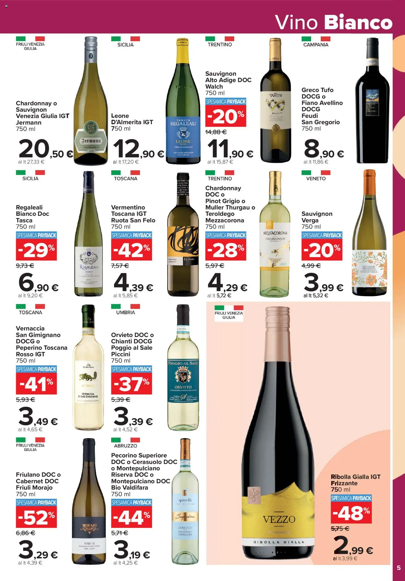 Volantino Carrefour del 19.06.2026 | Pagina: 5 | Prodotti: Sale, Vino, Pecorino, Vino bianco