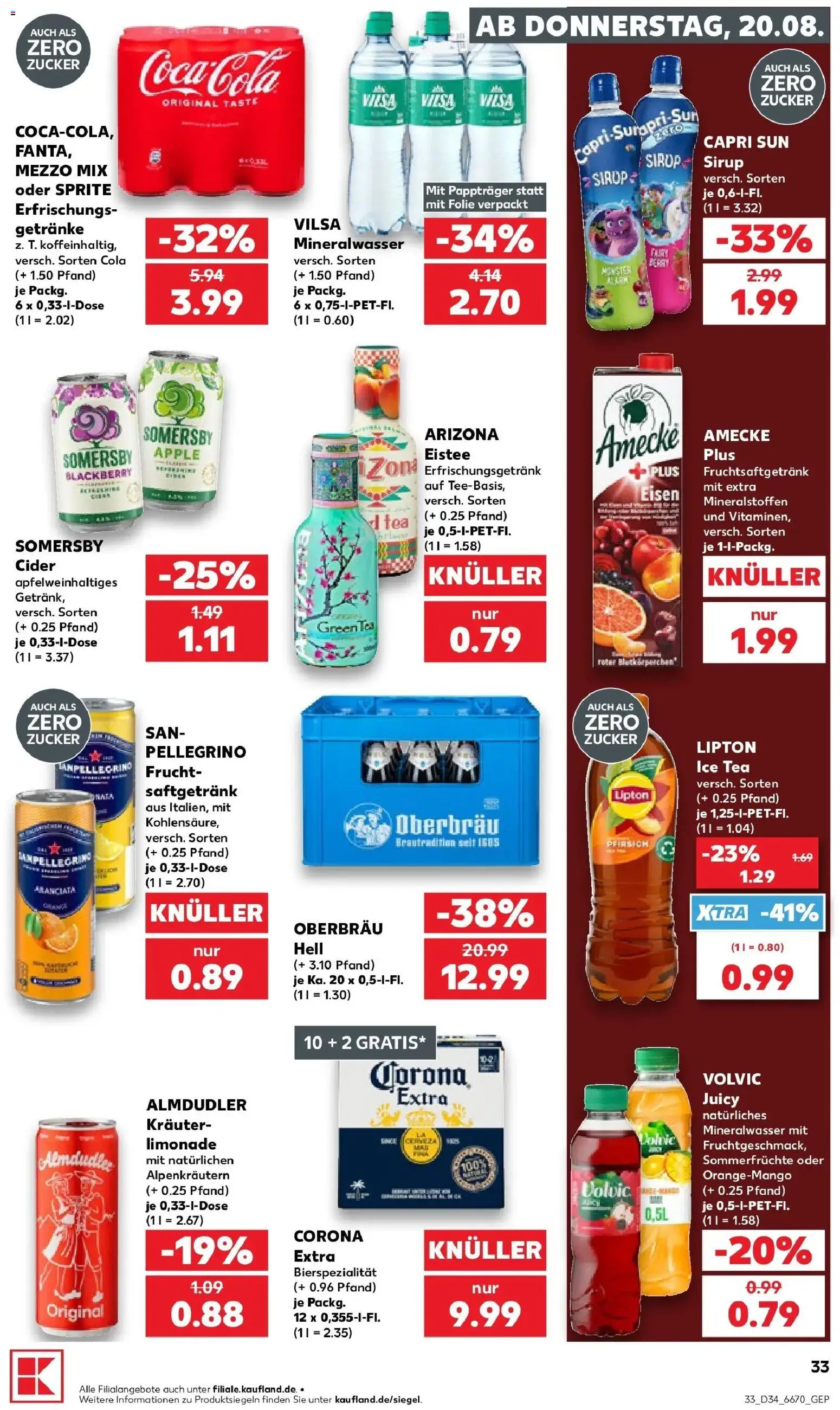 Prospekt Kaufland ab 17.08.2026 » Angebote Online zum Blättern | Seite: 44 | Produkte: Mezzo mix, Sprite, Zucker, Volvic