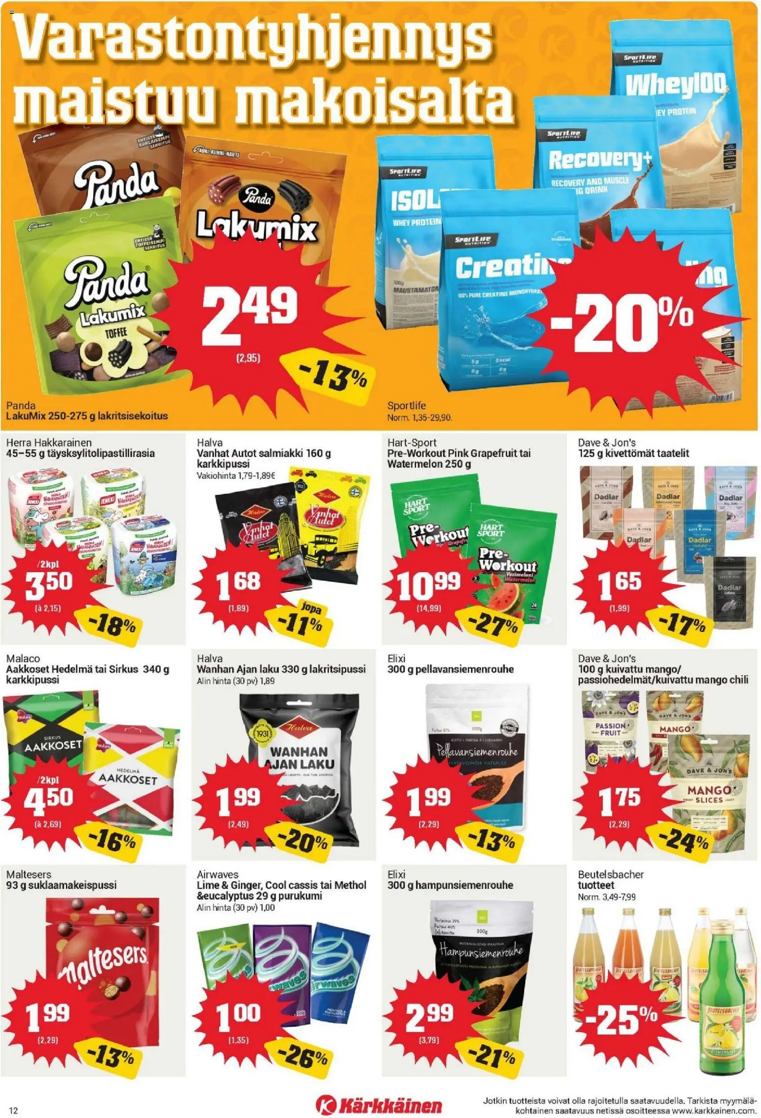 Kärkkäinen tarjoukset – voimassa 19/08/2026 alkaen | Sivu: 12 | Tuotteet: Mango, Chili, Taatelit, Purukumi