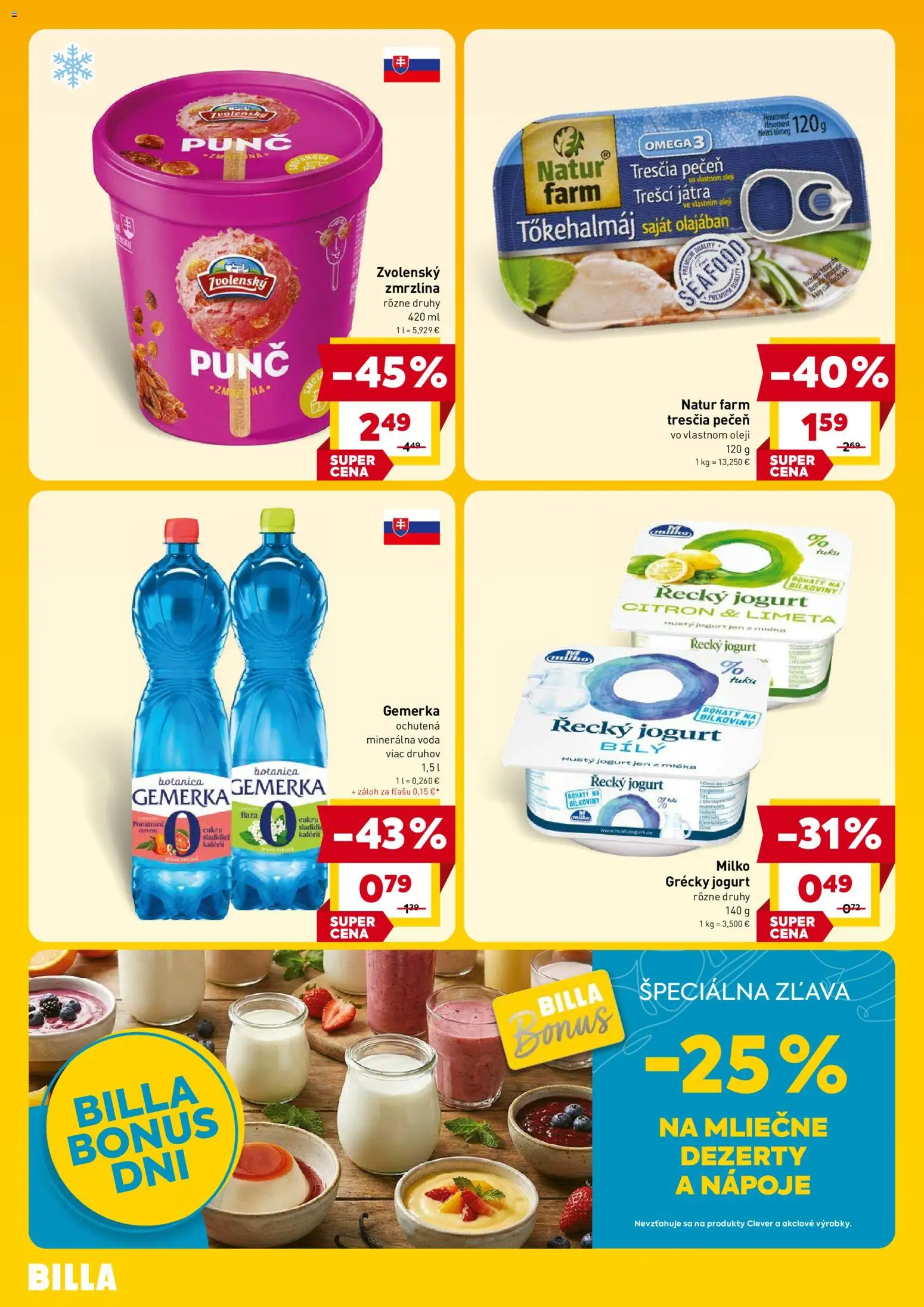 Nové Billa akcie – leták je platný od 09.09.2026 | Strana: 4 | Produkty: Nápoje, Zmrzlina, Minerálna voda, Gemerka