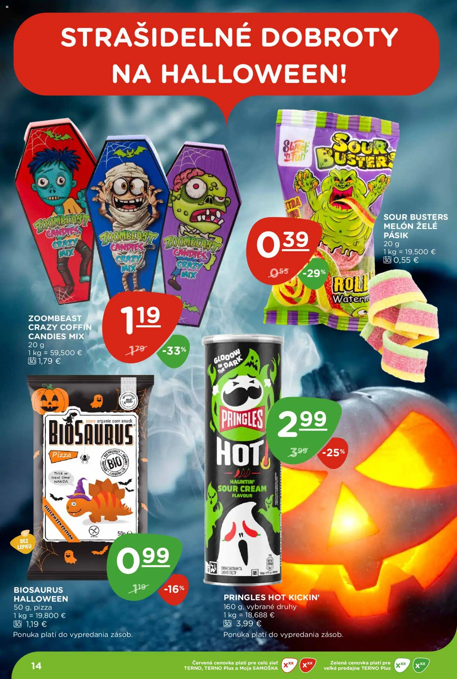 Nové Terno akcie – leták je platný od 22.10.2026 | Strana: 14 | Produkty: Pizza, Pringles, Melón