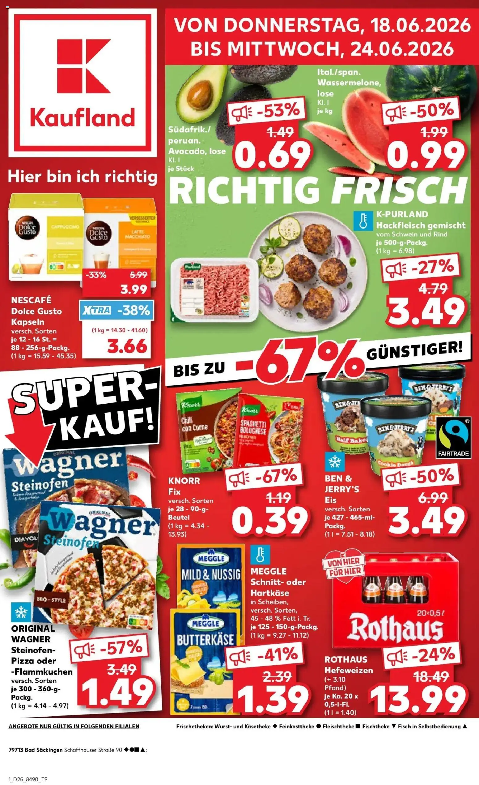 Kaufland Prospekt Bad Säckingen – gültig ab 18.06.2026 | Seite: 3 | Produkte: Butter, Ben & Jerry's, Avocado, Eis