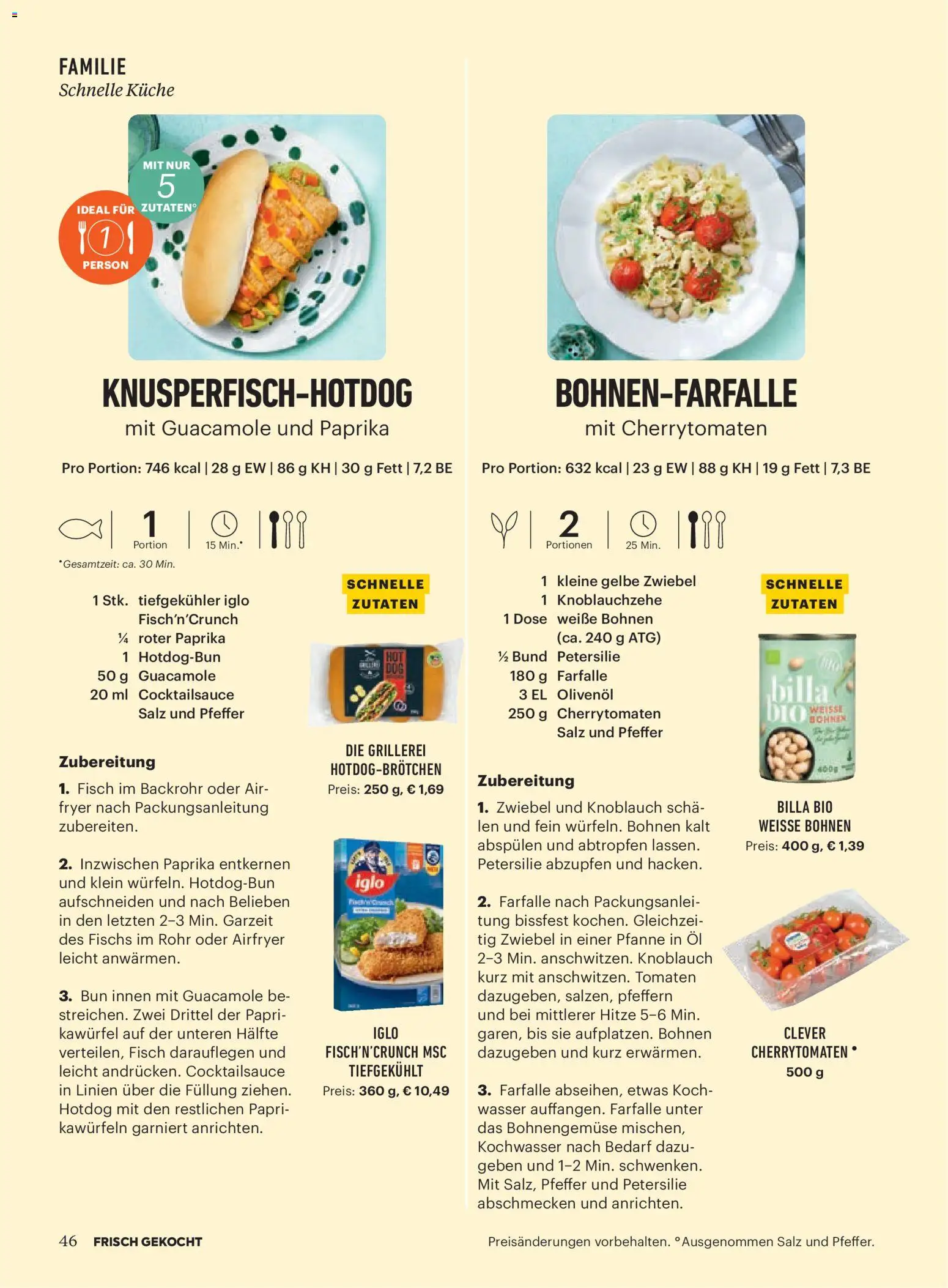 Billa AT akciós ujság - amely érvényes a következő dátumtól: 2026.09.01. | Oldal: 44 | Termékek: Paprika, Guacamole, Farfalle