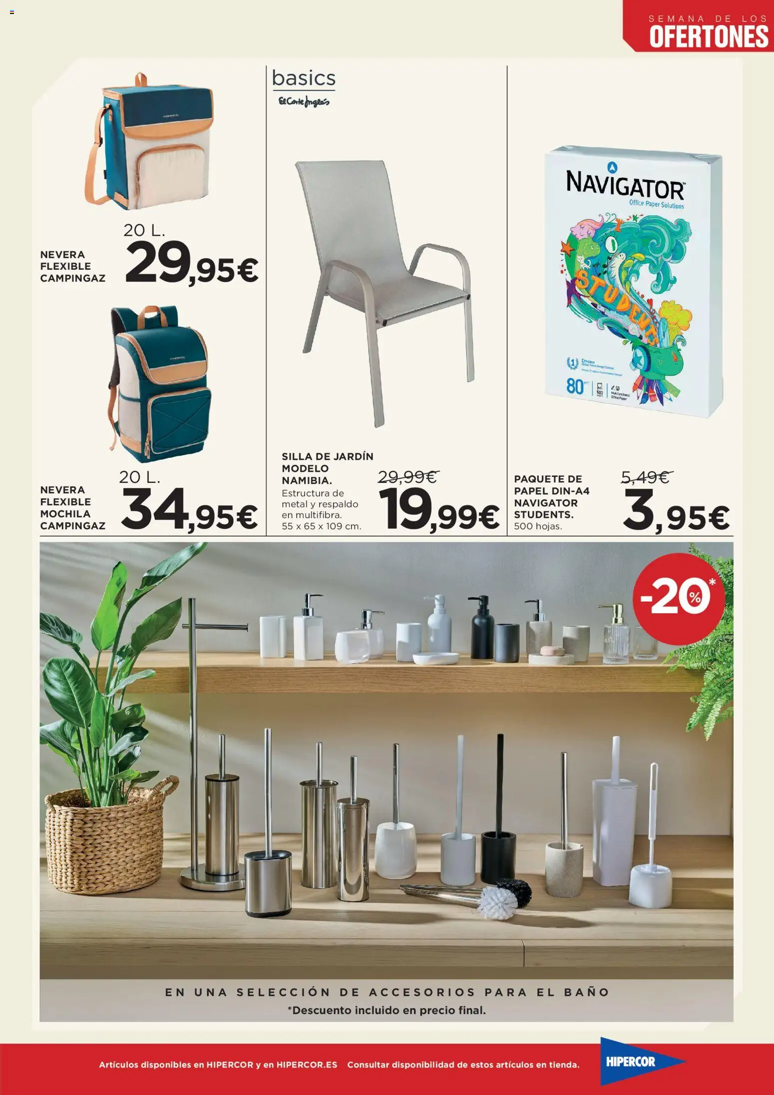 Hipercor catálogo │ válido desde el 21.05.2026 | Página: 4 | Productos: Mochila, Nevera, Silla, Baño