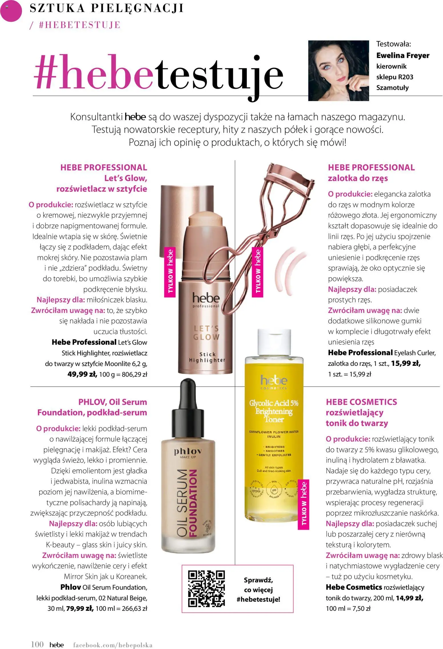 Hebe gazetka - Magazyn od 01.09.2026 | Strona: 100 | Produkty: Toner, Makijaż, Rozświetlacz, Tonik