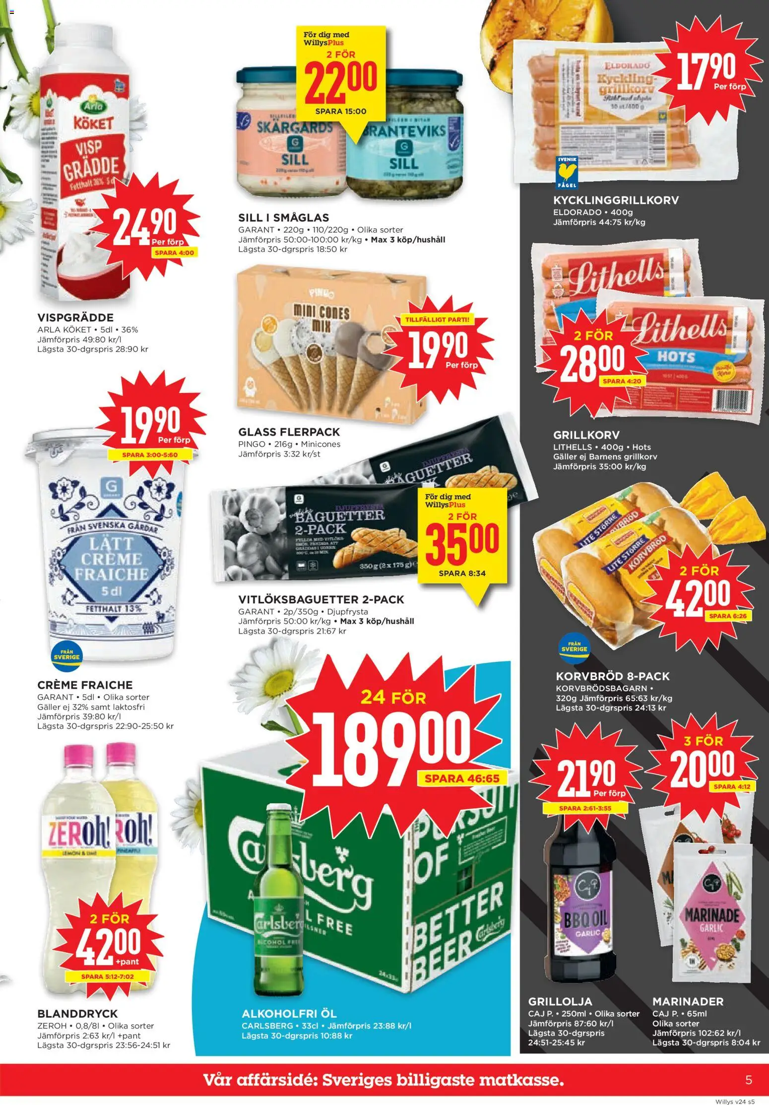 Willys reklamblad aktuell från 08.06.2026 | Sida: 5 | Produkter: Baguette, Galler, Sill, Glass