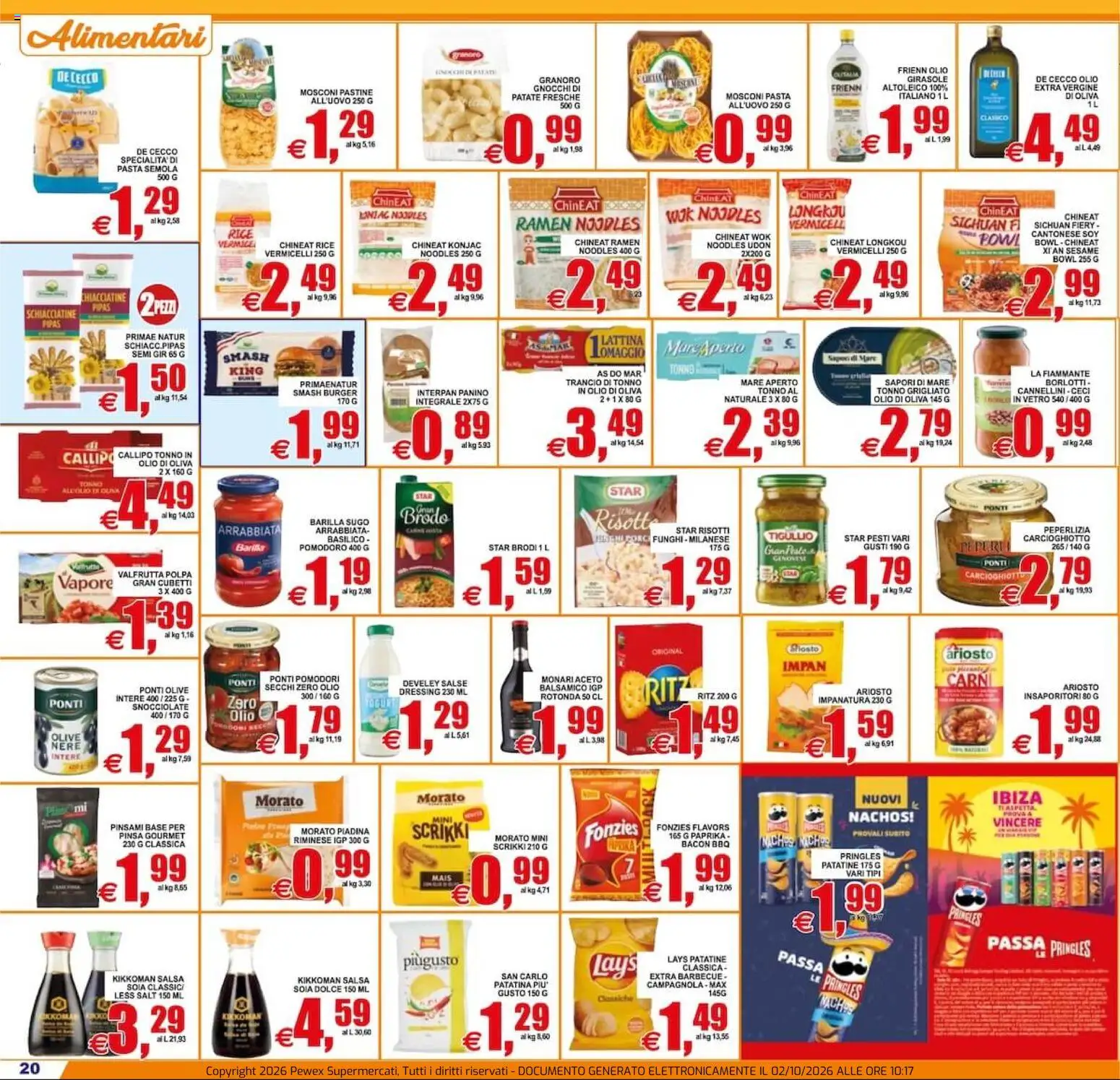 Volantino Pewex del 02/10/2026 | Pagina: 20 | Prodotti: Patatine, Granoro, Olio, Salse