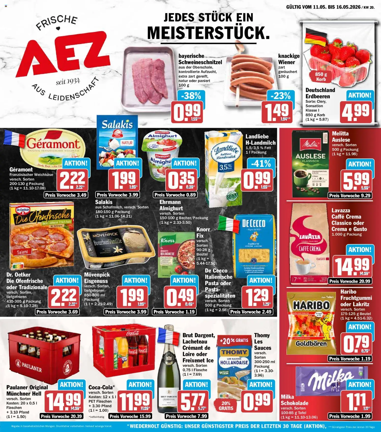 AEZ Prospekt 	 – gültig ab 11.05.2026 | Seite: 1 | Produkte: Melitta, Korb, Ofenfrische, Paulaner