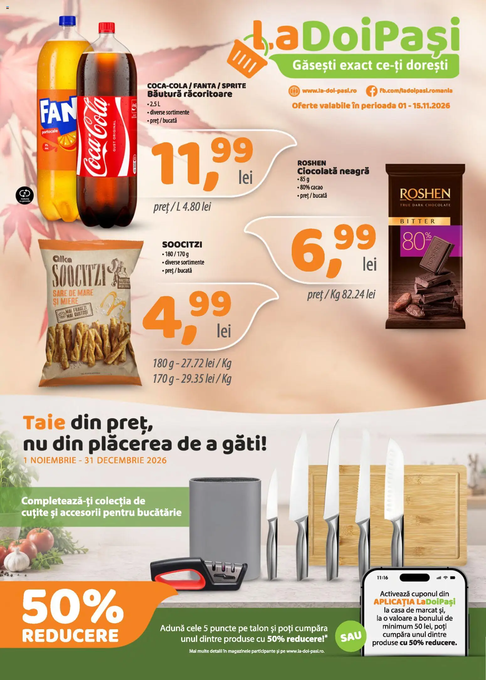 Noul catalog LaDoiPași – valabil de la 01.11.2026 | Pagină: 1 | Produse: Bautura racoritoare, Fanta, Cola, Ciocolată