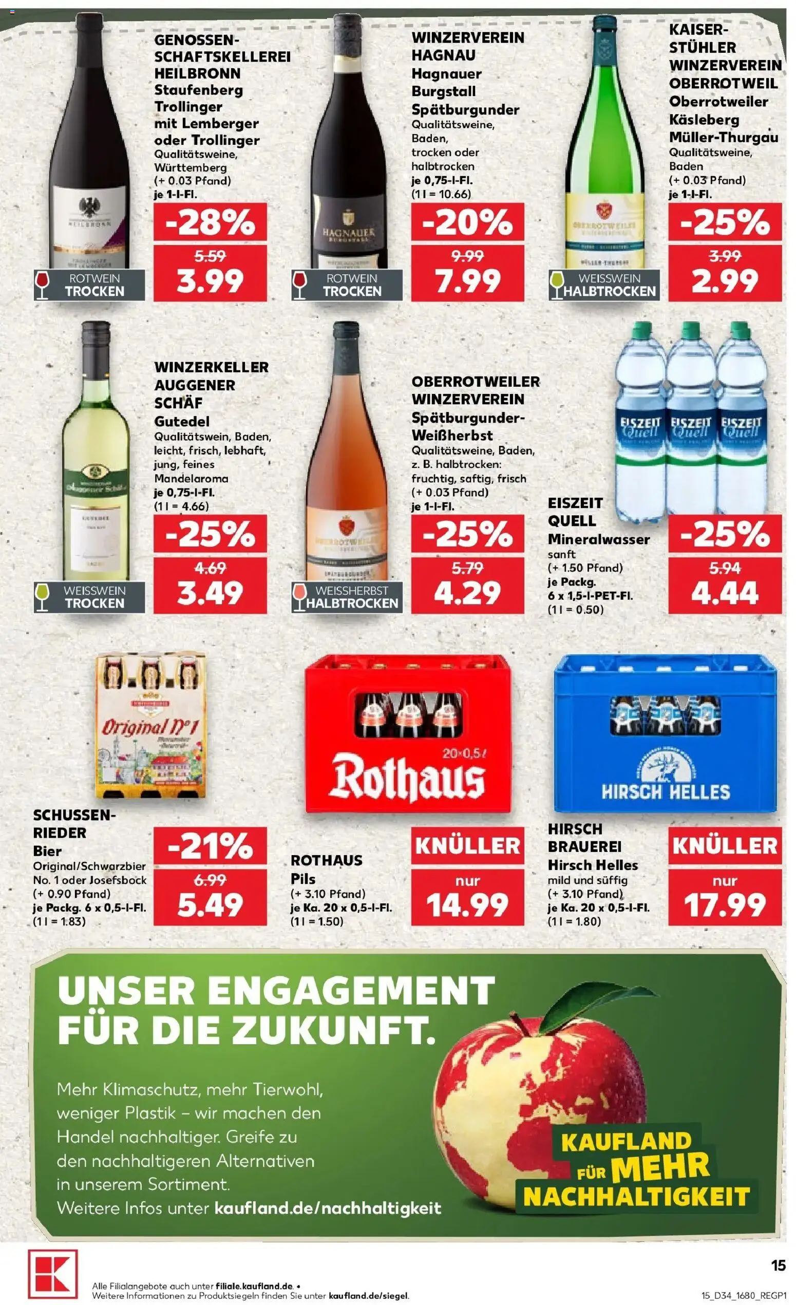 Prospekt Kaufland ab 20.08.2026 » Angebote Online zum Blättern | Seite: 15 | Produkte: Bier, Weißwein, Rotwein, Mineralwasser