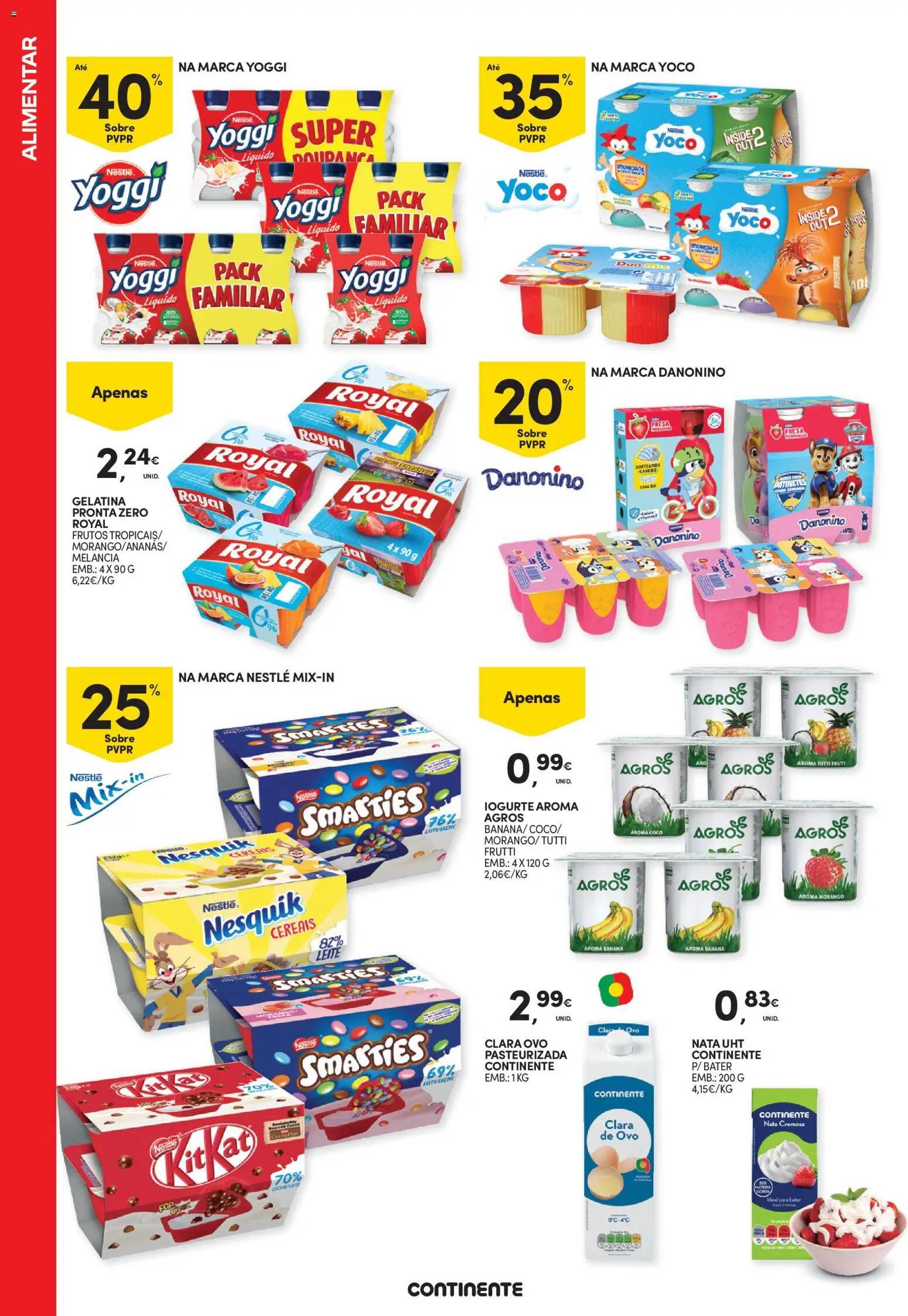 Continente - Férias de Verão  Abre espaço para a distração │ válido de 23/06/2026 | Página: 40 | Produtos: Banana, Gelatina, Leite, Cereais
