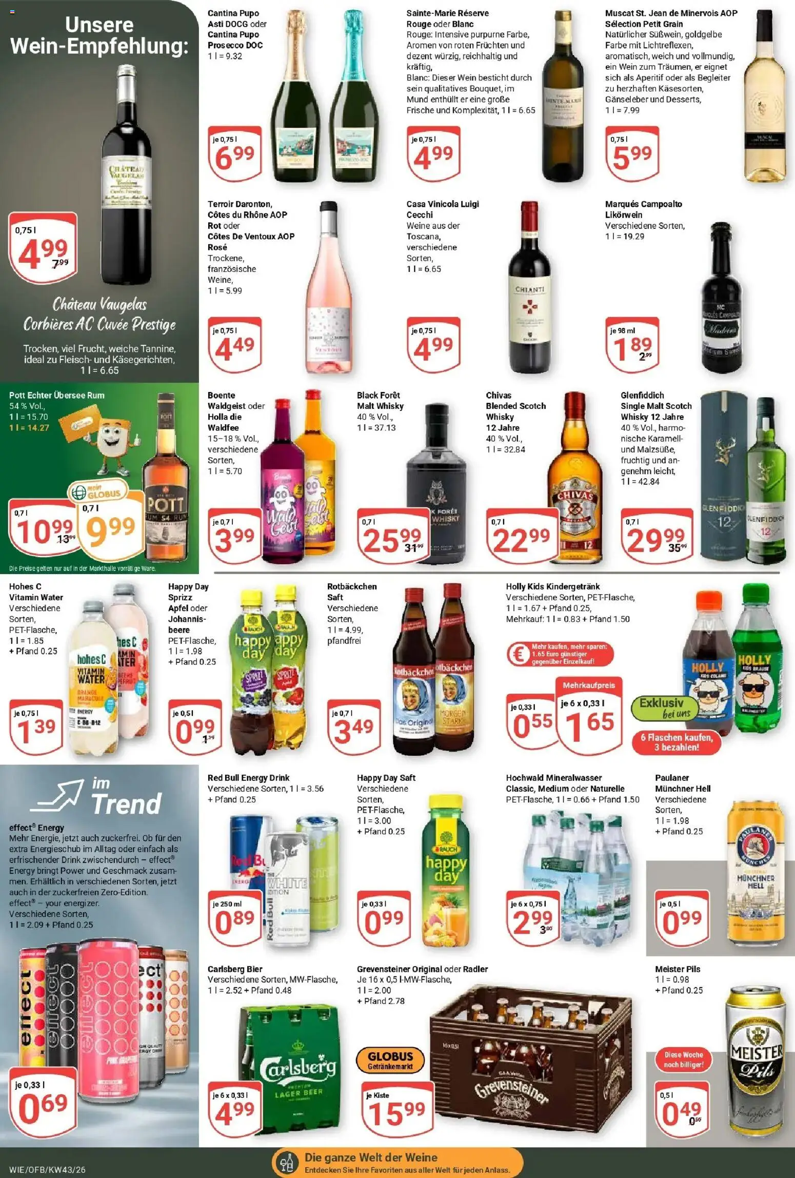 Globus Prospekt Waghäusel (ab 19.10.2026) » Angebote online | Seite: 16 | Produkte: Red bull, Energy, Rouge, Wein