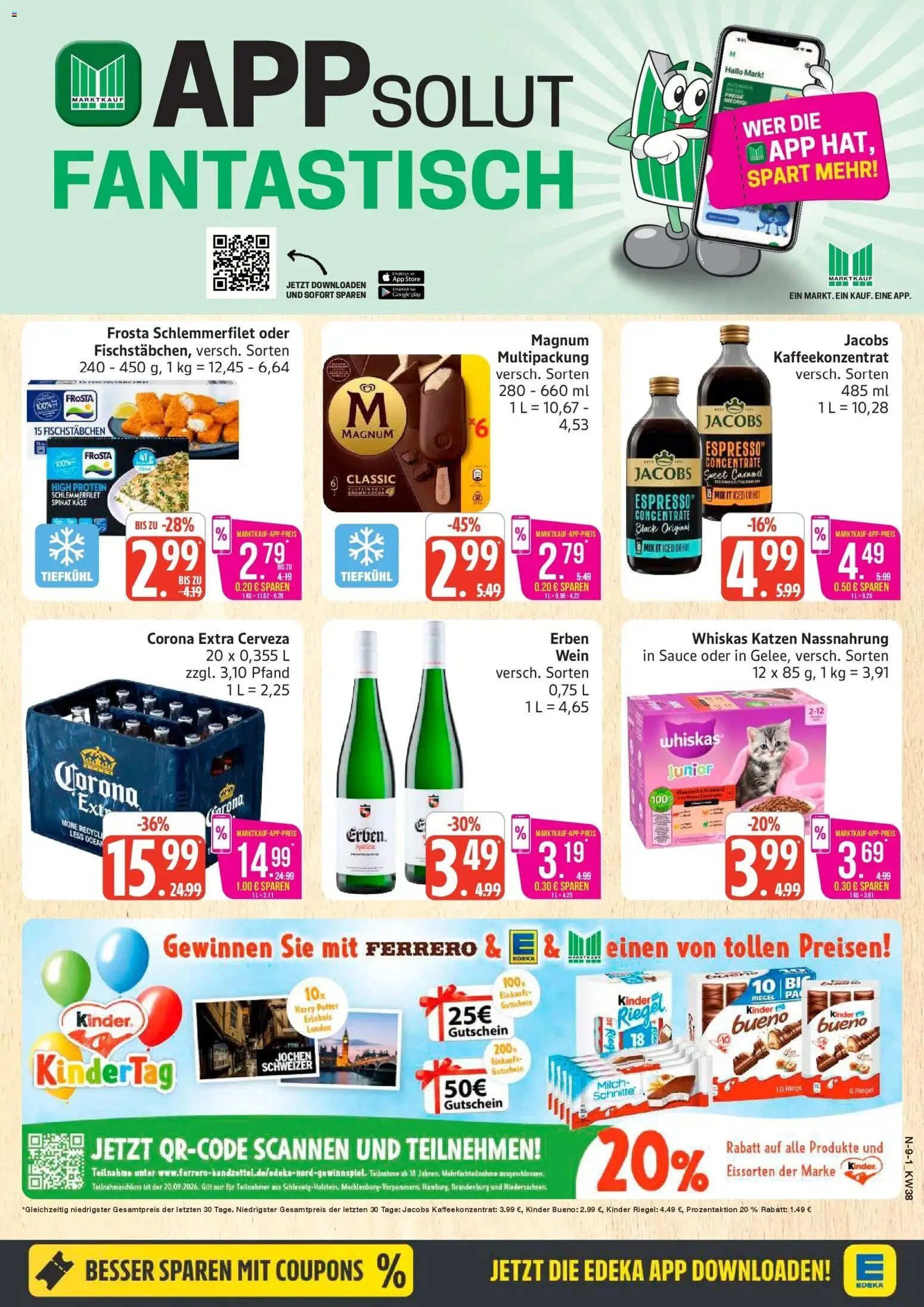 Marktkauf Prospekt Cuxhaven (ab 14.09.2026) » Angebote online | Seite: 9 | Produkte: Kinder bueno, Frosta, Wein, Whiskas