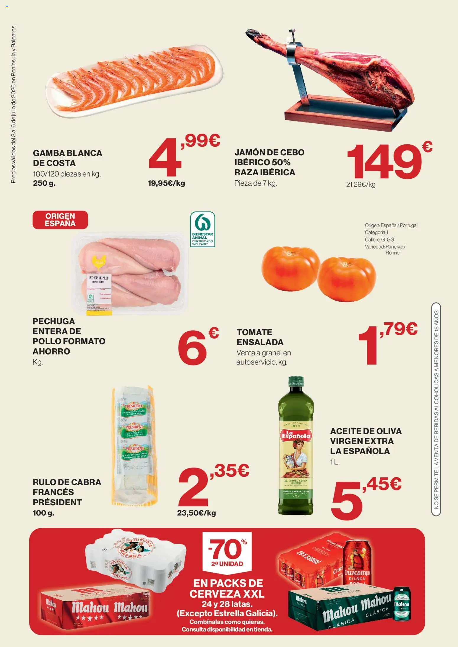 Supercor Península y Baleares │ válido desde el 03/07/2026 | Página: 2 | Productos: Jamón, Cerveza, Aceite de oliva, Ensalada