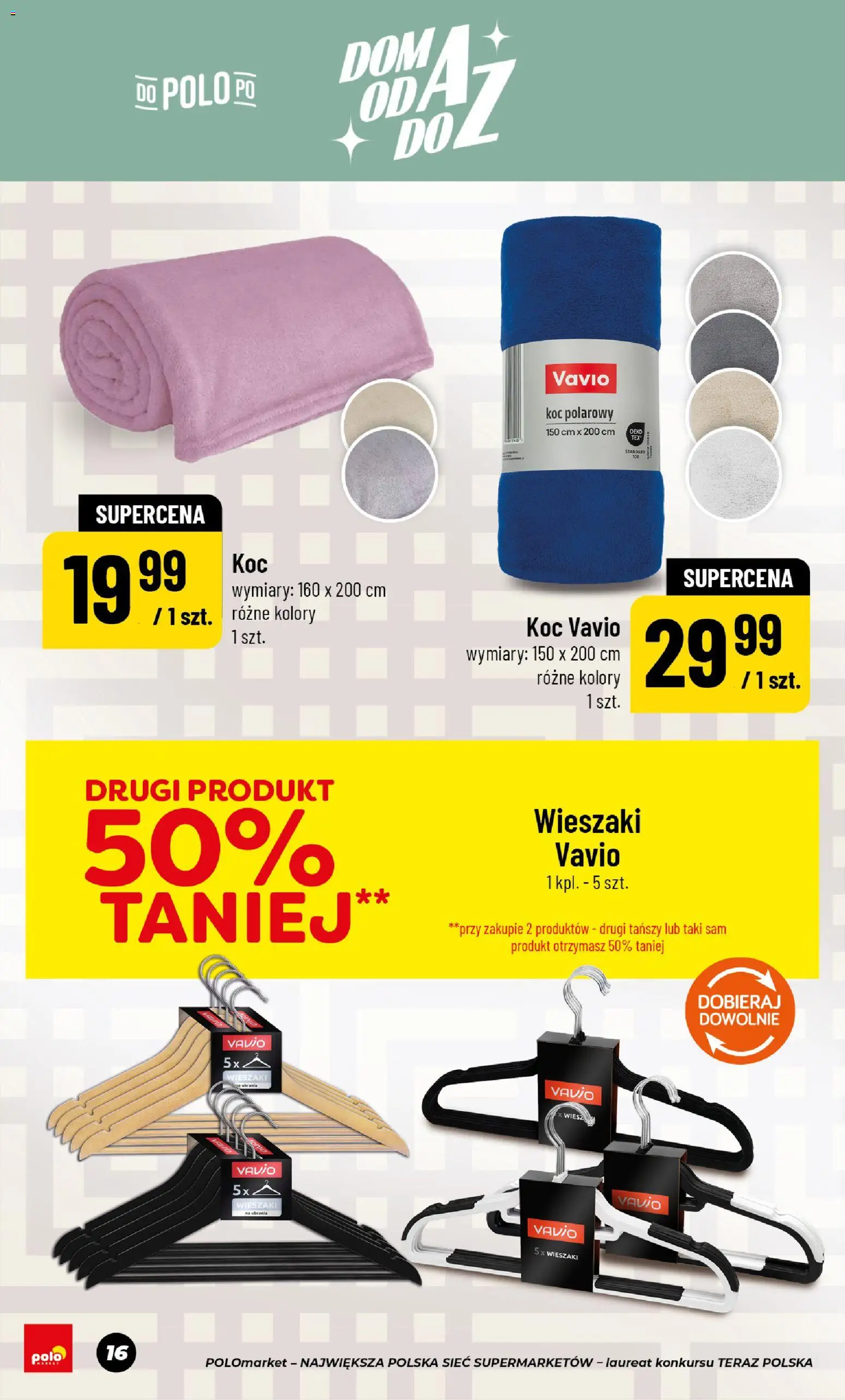 POLOmarket gazetka - Dom Przetwory od 22.05.2026 | Strona: 16 | Produkty: Ubrania, Koc, Wieszaki