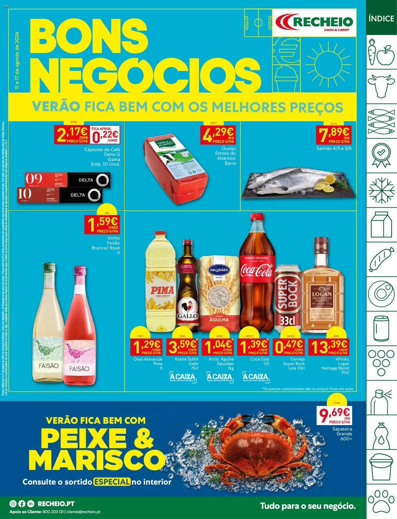 Recheio folheto │ válido de 11/08/2026 | Página: 1 | Produtos: Óleo alimentar, Cerveja, Arroz, Peixe