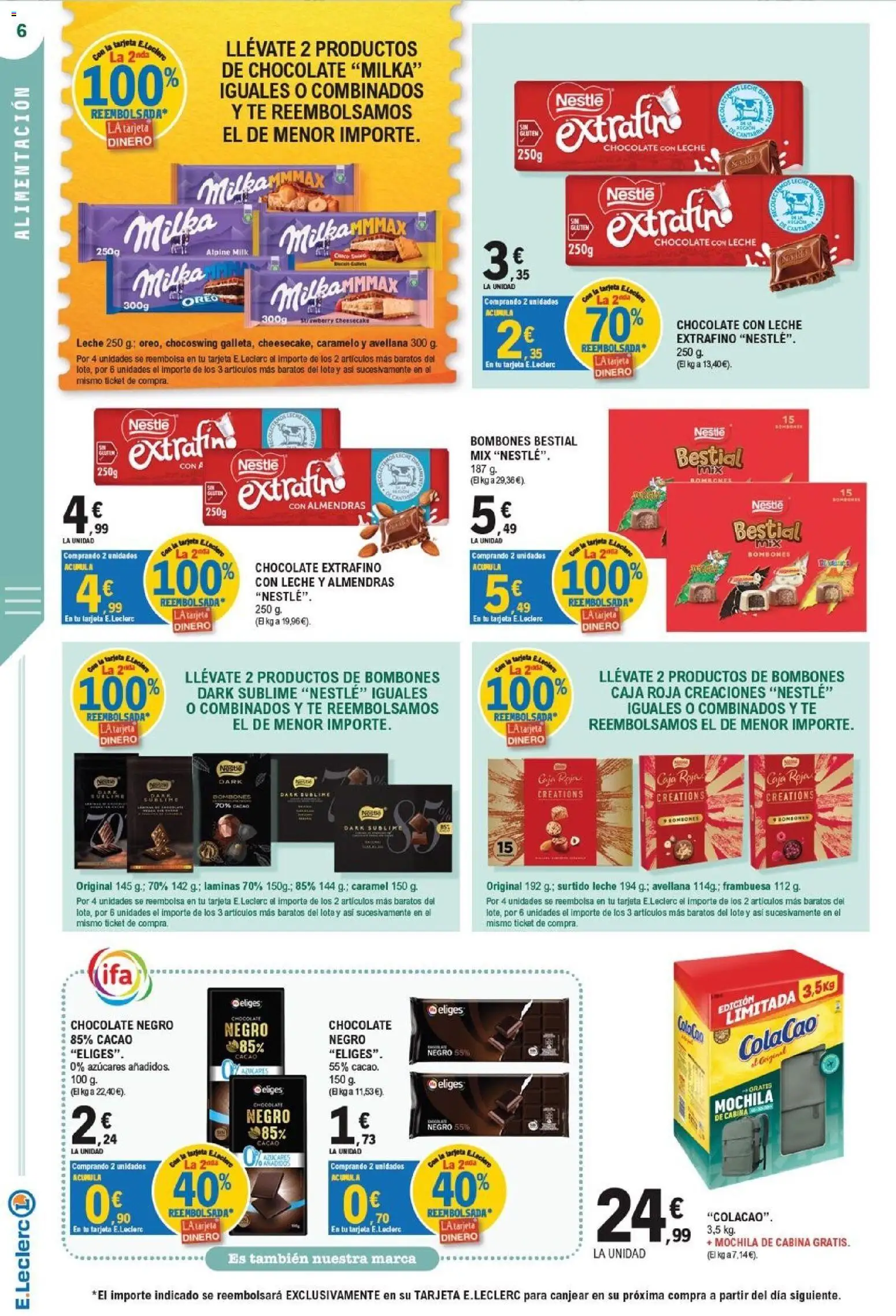 E.Leclerc Mega Sorteo │ válido desde el 07/10/2026 | Página: 6 | Productos: Leche, Té, Chocolate con leche, Cacao