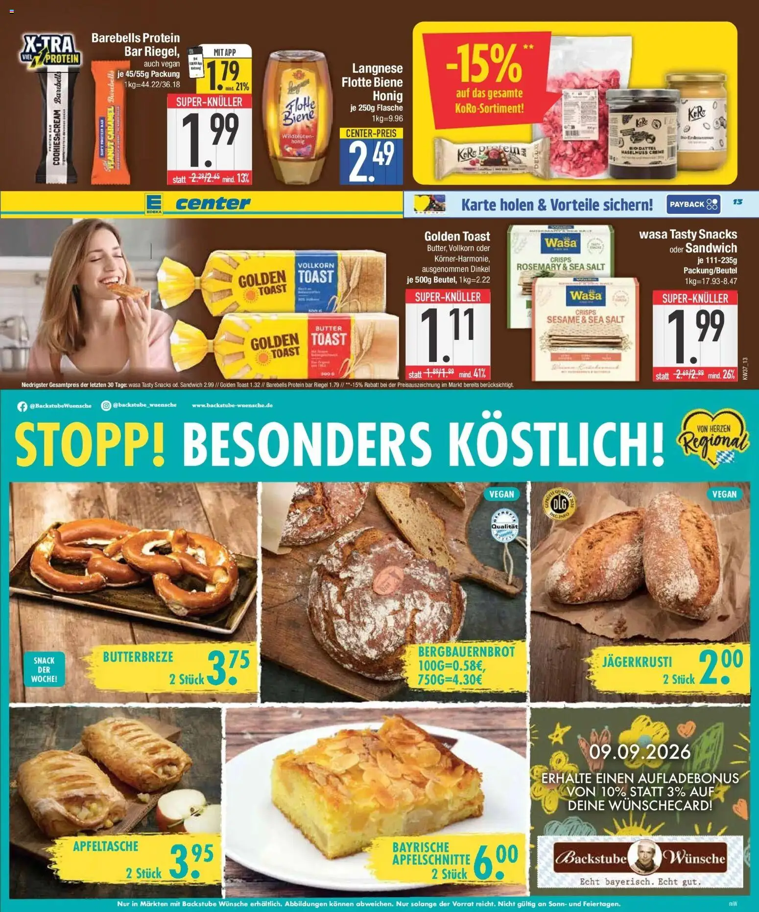 Edeka Prospekt Regensburg (ab 07.09.2026) » Angebote Online | Seite: 13 | Produkte: Langnese, Butter, Toast, Dattel