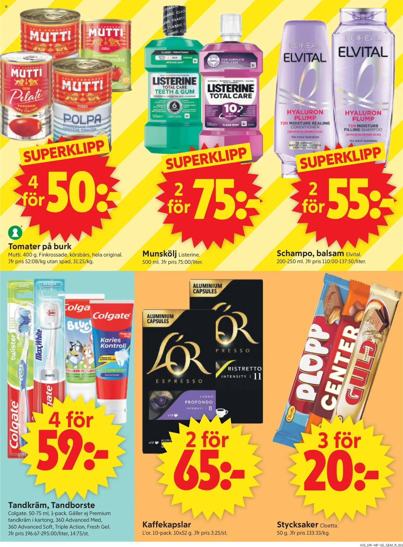 ICA Supermarket reklamblad aktuell från 24/08/2026 | Sida: 11 | Produkter: Tandborste, Kaffekapslar, Tomater, Listerine