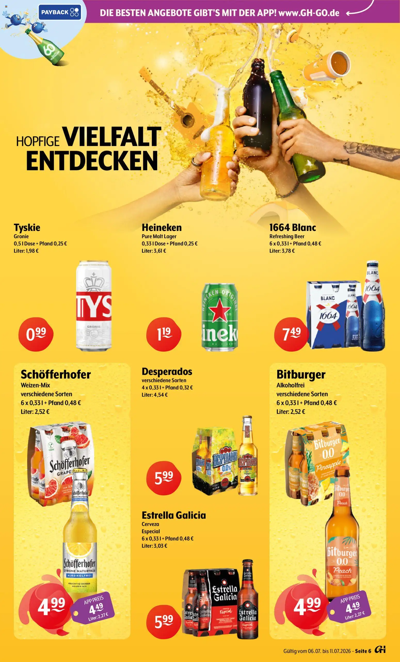 Getränke Hoffmann - Nordrhein - Westfalen – gültig ab 06.07.2026 | Seite: 6 | Produkte: Bitburger, Tyskie, Heineken, Desperados