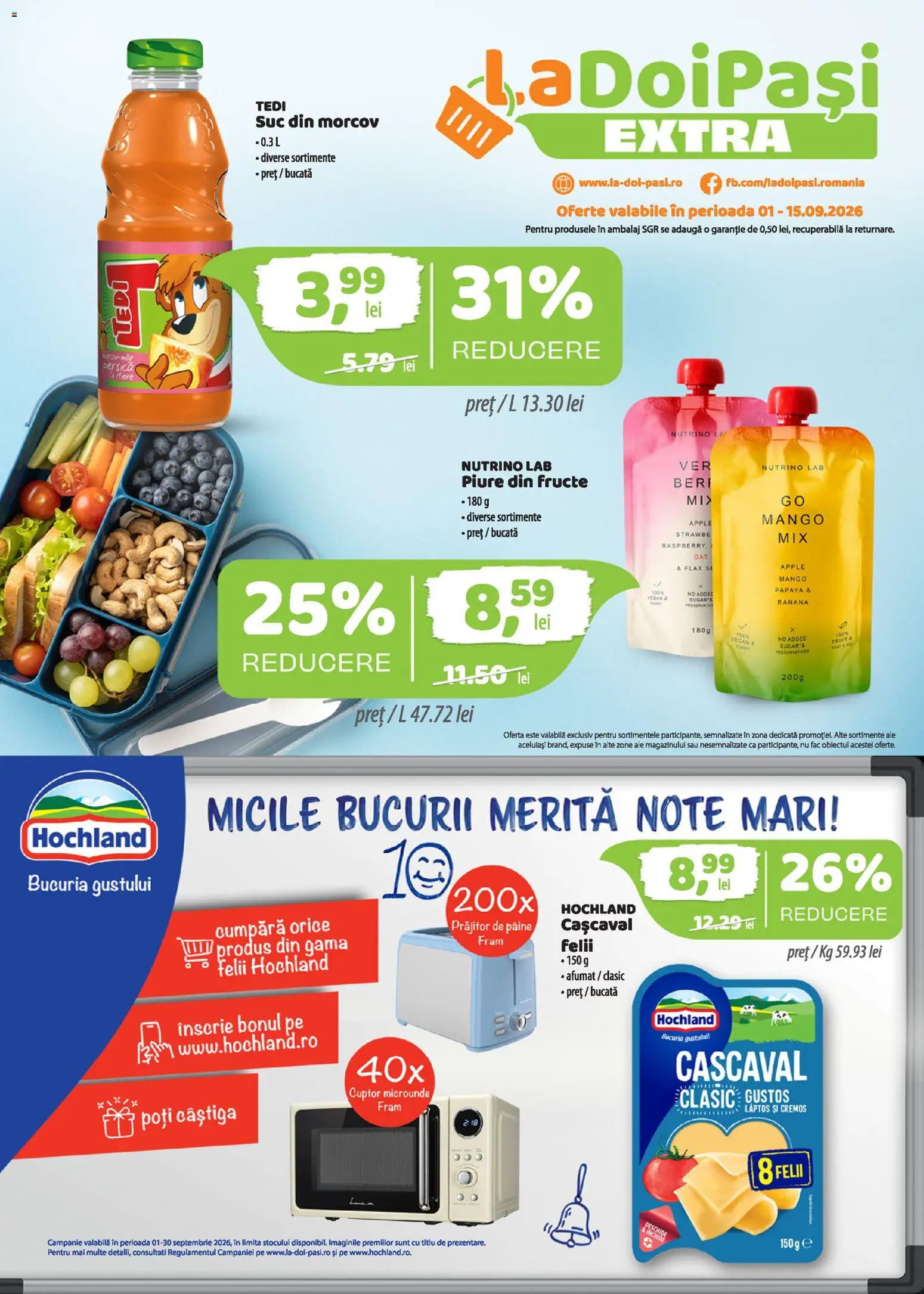 Noul catalog LaDoiPași – valabil de la 01.09.2026 | Pagină: 1 | Produse: Morcov, Cașcaval, Papaya, Fructe
