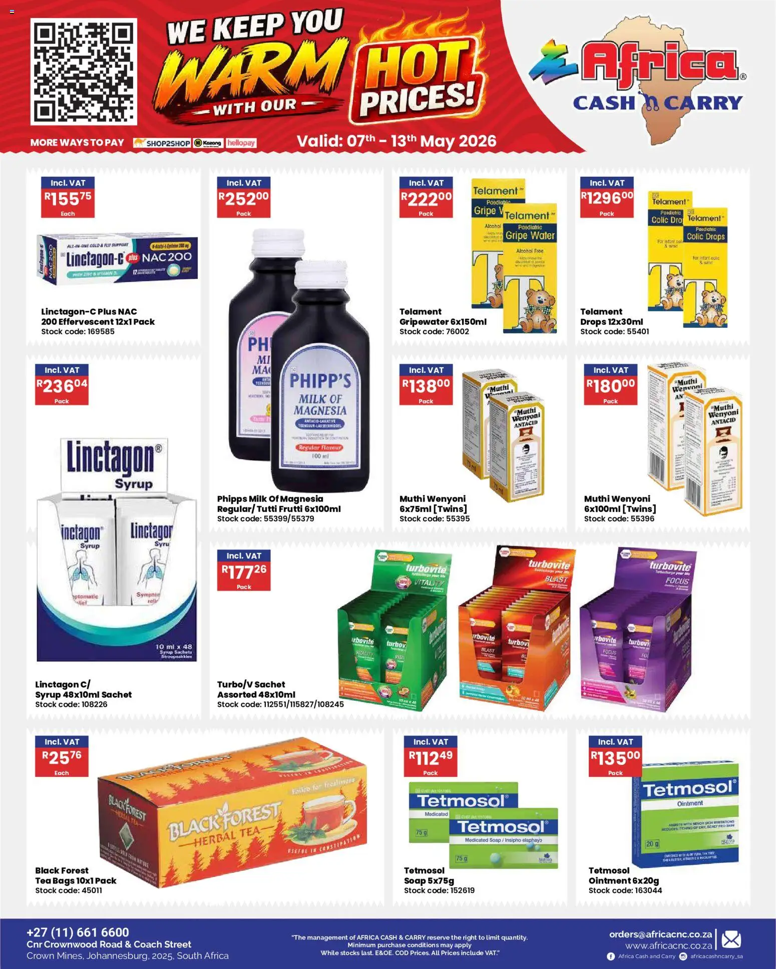 New Africa Cash & Carry catalogue – valid from 07/05/2026 | Page: 44 | Products: Alcohol, Milk, Stock, Syrup