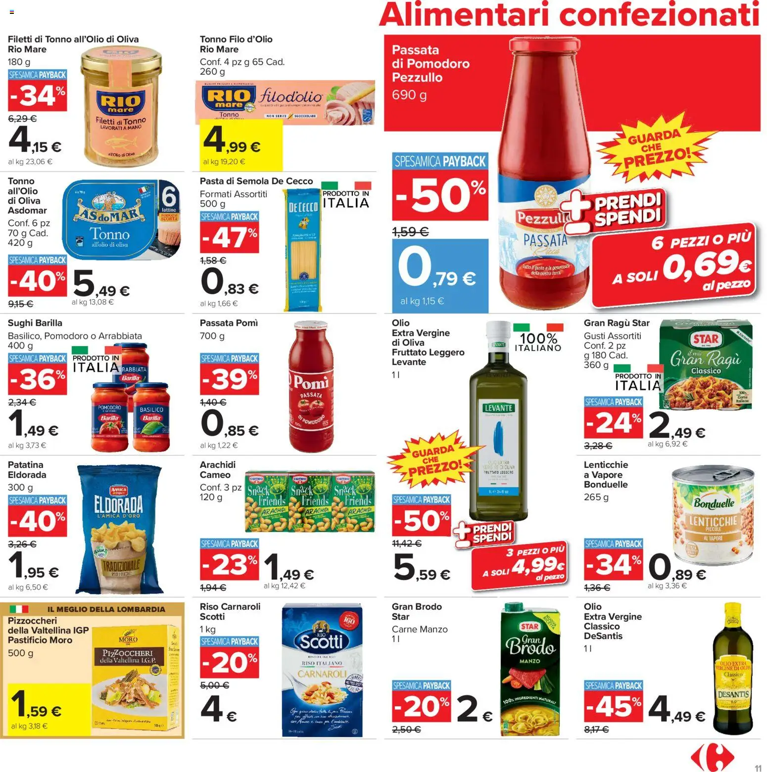 Volantino Carrefour del 23/10/2026 | Pagina: 11 | Prodotti: Riso Carnaroli, De Cecco, Pasta, Barilla