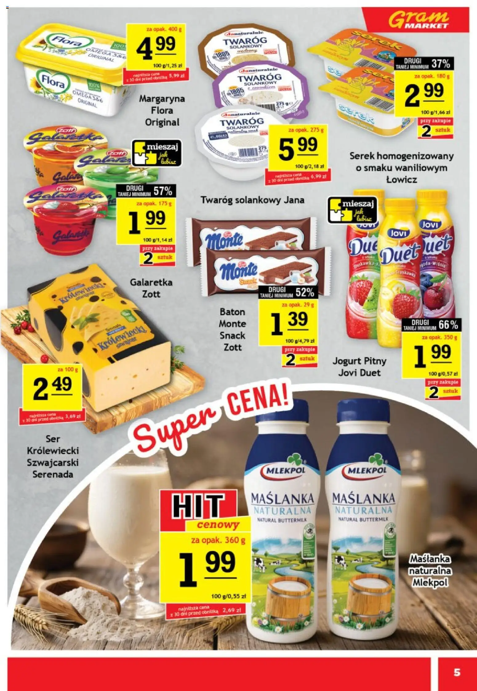 Gram Market gazetka od 22.07.2026 | Strona: 5 | Produkty: Galaretka, Serek, Jogurt pitny, Twaróg