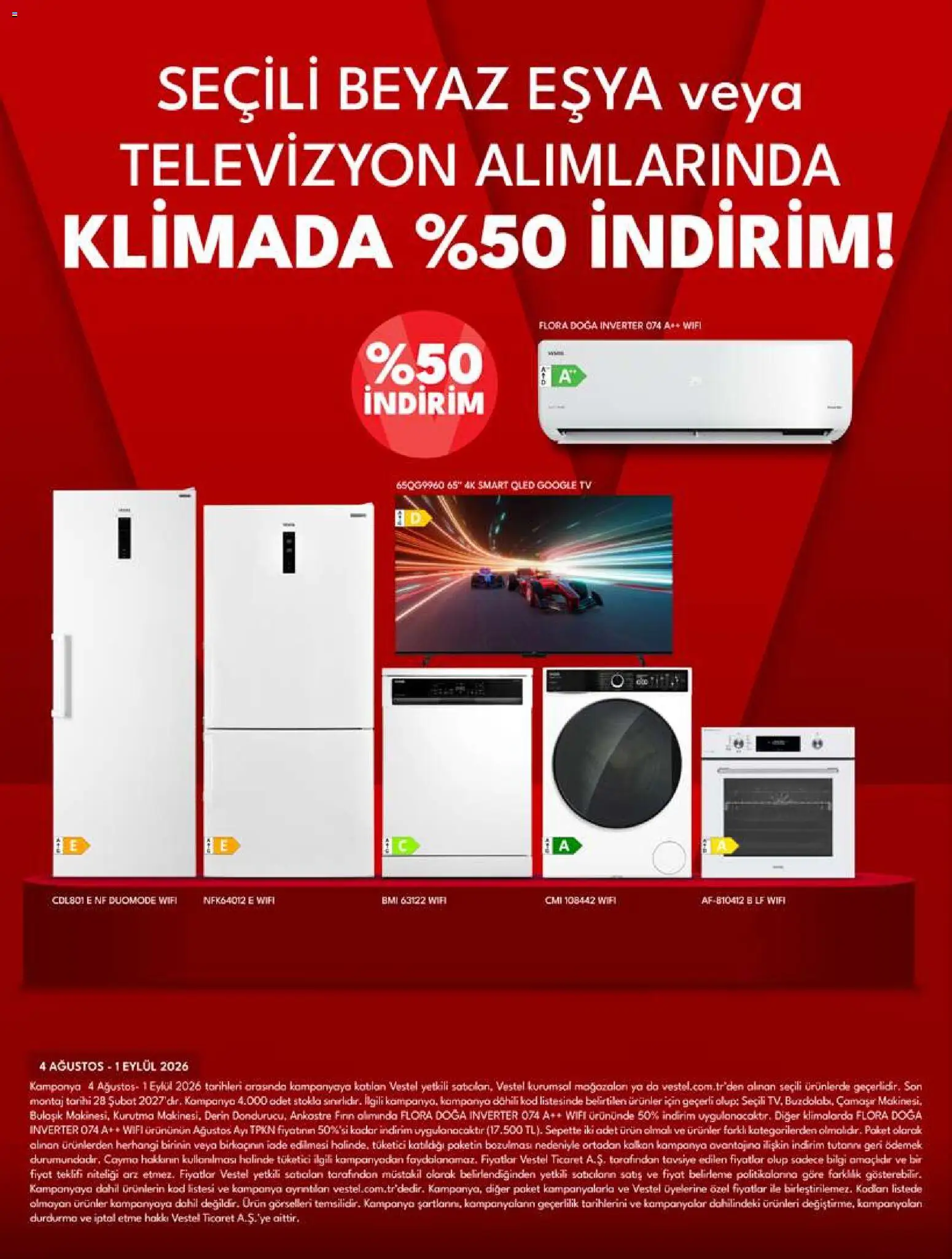 Vestel - Tüketici Elektroniği - 01 Ağustos 2026 tarihinden itibaren geçerlidir | Sayfa: 13 | Ürünler: Kalkan, TV, Televizyon, Fırın