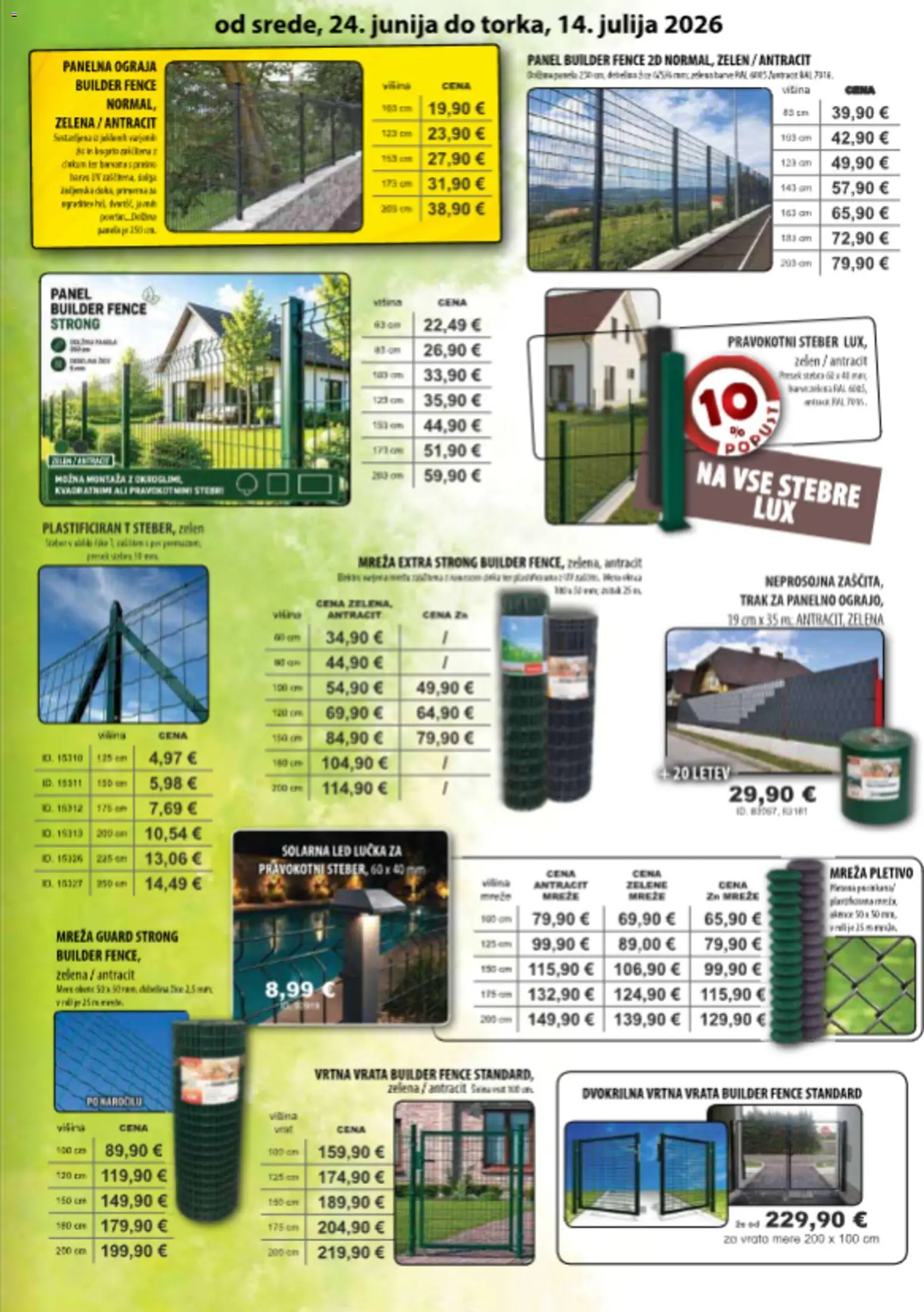 Novi Živex katalog ponudbe – veljaven od 24.06.2026 | Stran: 7 | Izdelki: Ograja, Letev, Vrata, Zelena