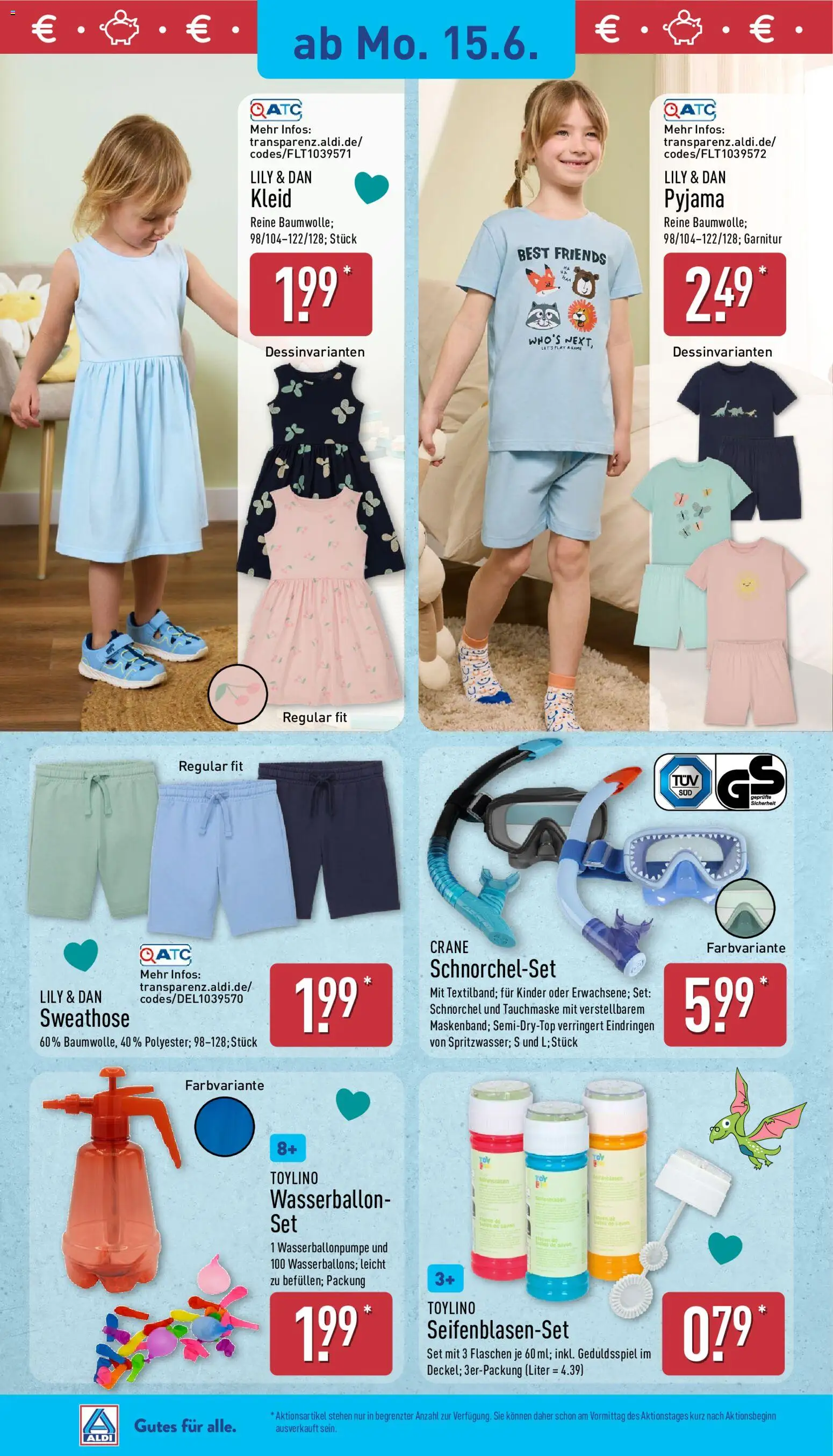Aldi Prospekt – gültig ab 15.06.2026 | Seite: 18 | Produkte: Sweathose, Pyjama, Kleid