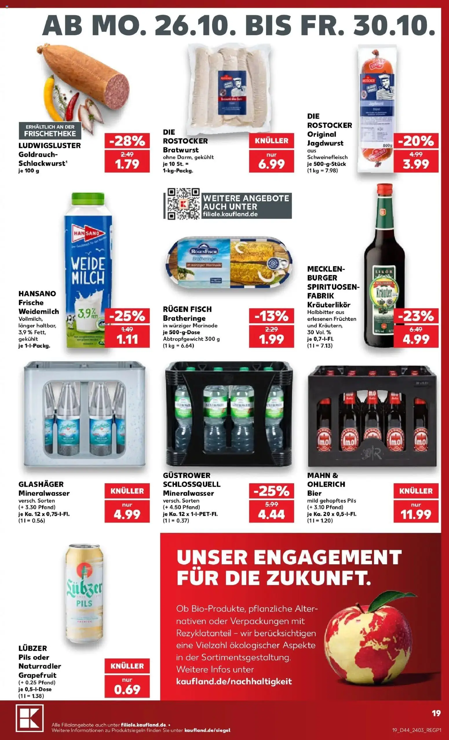 Prospekt Kaufland ab 26.10.2026 » Angebote Online zum Blättern | Seite: 19 | Produkte: Bier, Grapefruit, Schweinefleisch, Lubzer