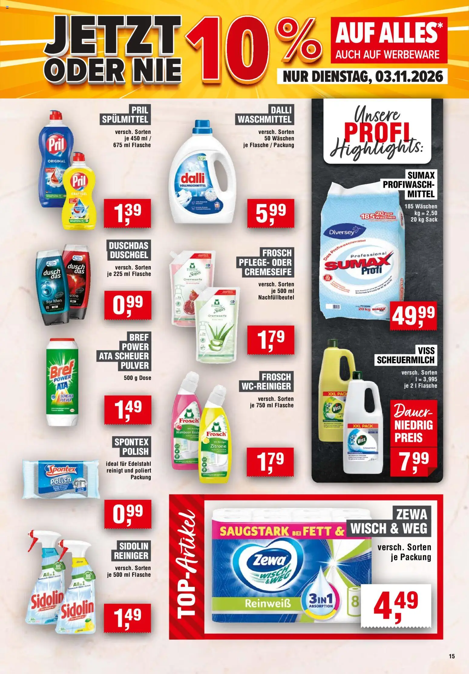 Handelshof Prospekt – gültig ab 29.10.2026 | Seite: 15 | Produkte: Zewa, Duschdas, Waschmittel, Zitrone