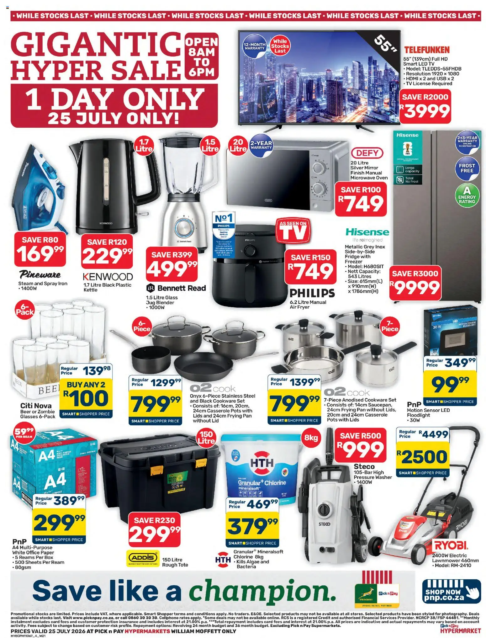 New Pick n Pay catalogue – valid from 25/07/2026 | Page: 4 | Products: Freezer, TV, Mirror, Fridge