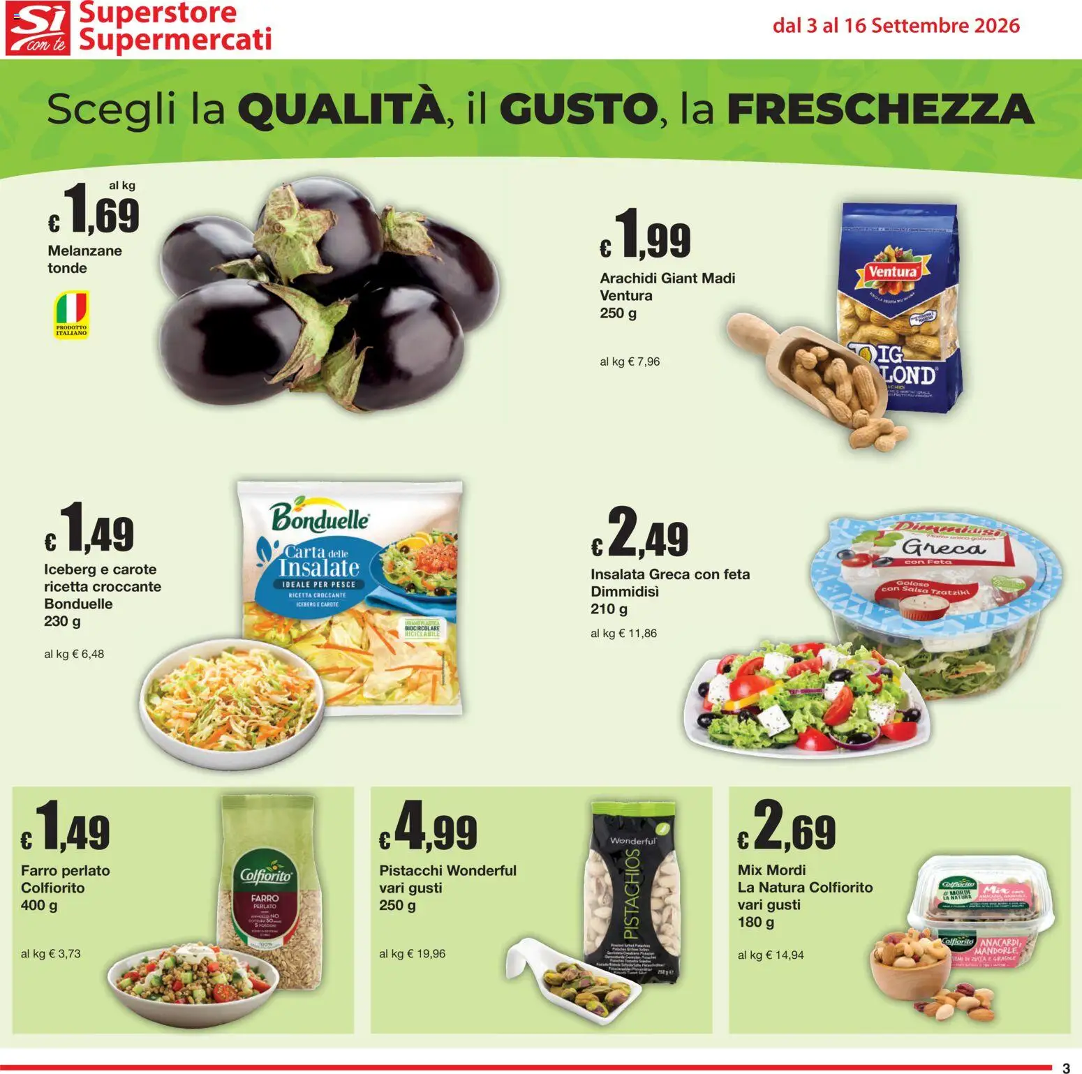 Volantino Sì con Te del 03/09/2026 | Pagina: 3 | Prodotti: Pesce, Tè, Feta, Farro