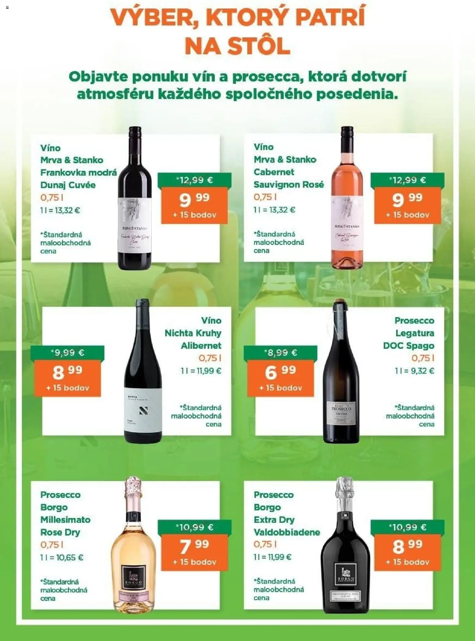Nové 1day akcie – leták je platný od 01.08.2026 | Strana: 6 | Produkty: Stôl, Víno, Prosecco