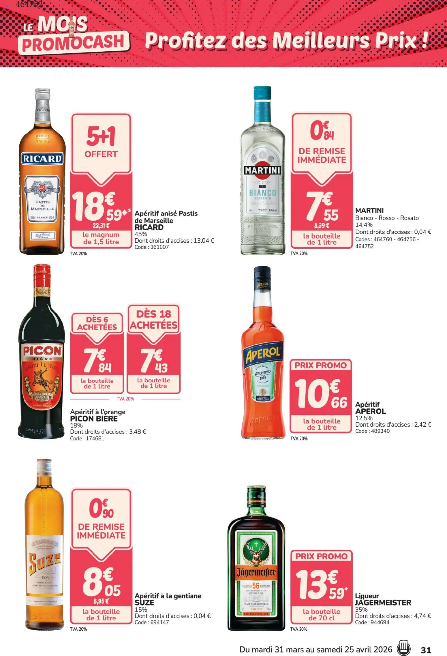 {H1} | Page: 31 | Produits: Ricard, Liqueur, Martini, Bière