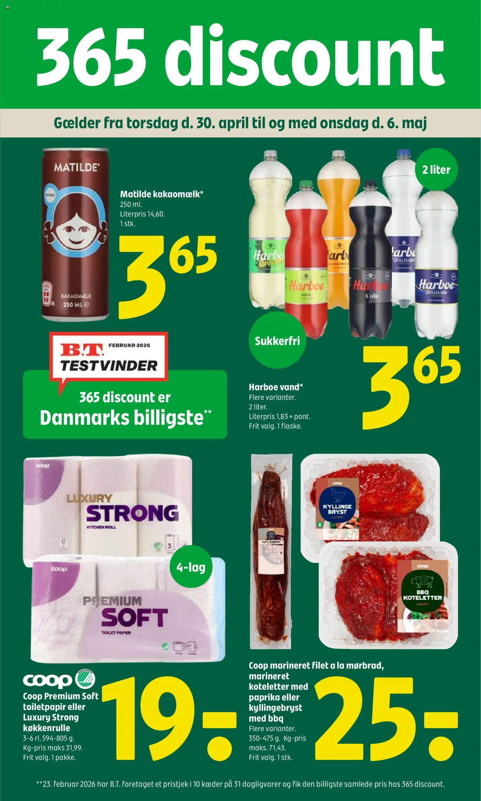 Coop 365 tilbudsavis – gyldig fra 30/04/2026 | Side: 1 | Produkter: Koteletter, Kakaomælk, Cola, Paprika