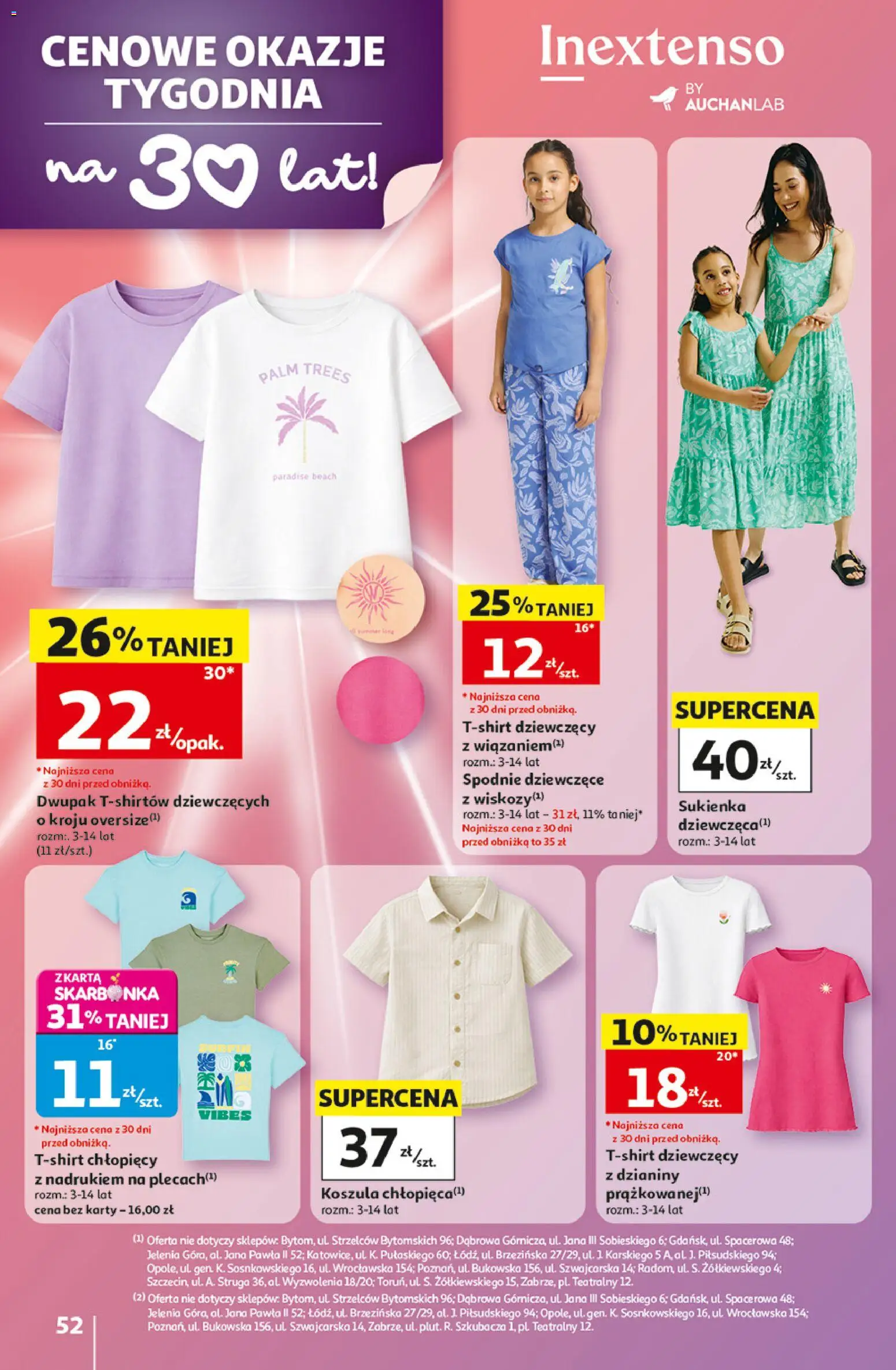 Auchan gazetka - 30 Lat Hipermarket od 07.05.2026 | Strona: 52 | Produkty: Koszula, Spodnie, Sukienka