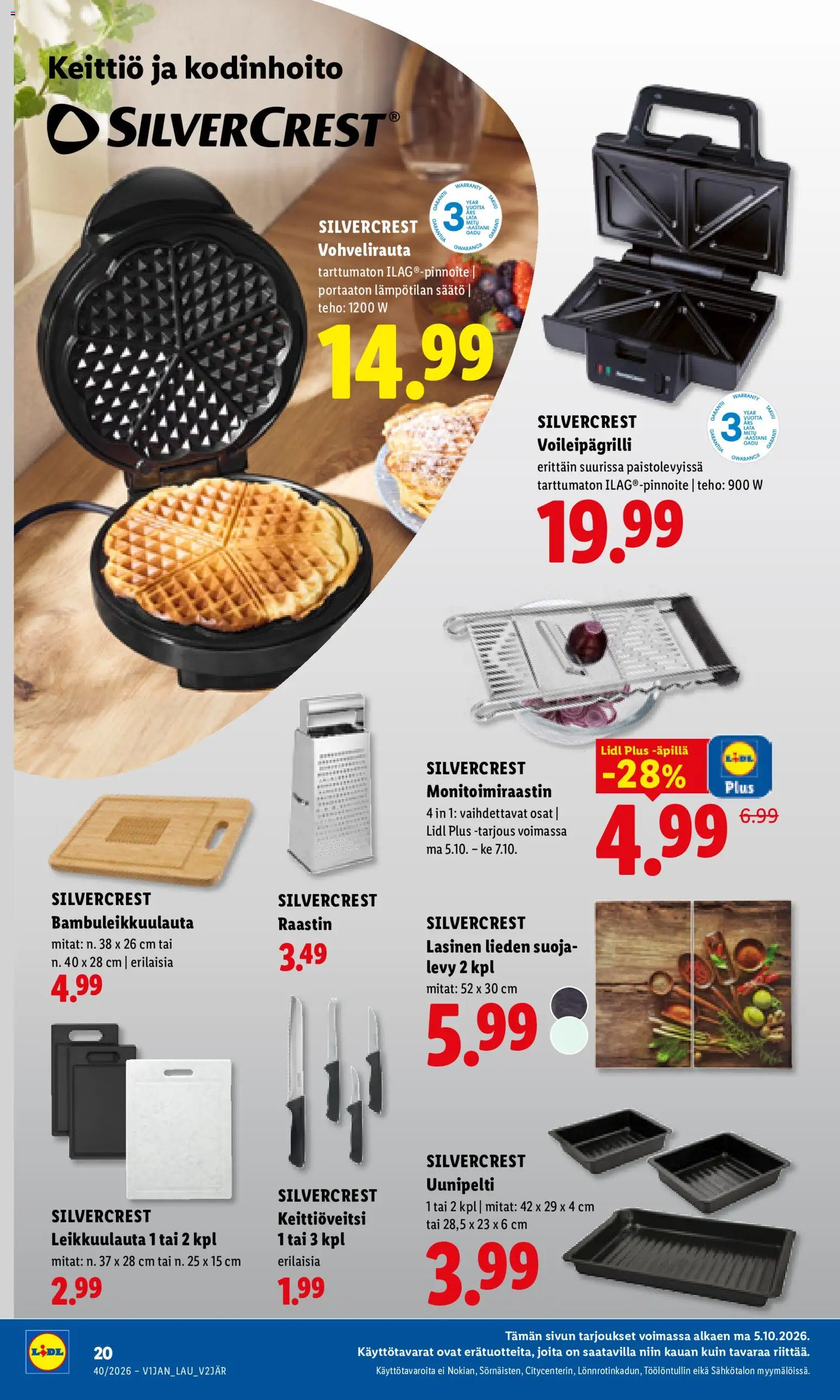 Lidl tarjoukset Kauhajoki – voimassa 05/10/2026 alkaen | Sivu: 10 | Tuotteet: Levy, Voileipägrilli, Vohvelirauta, Keittiö