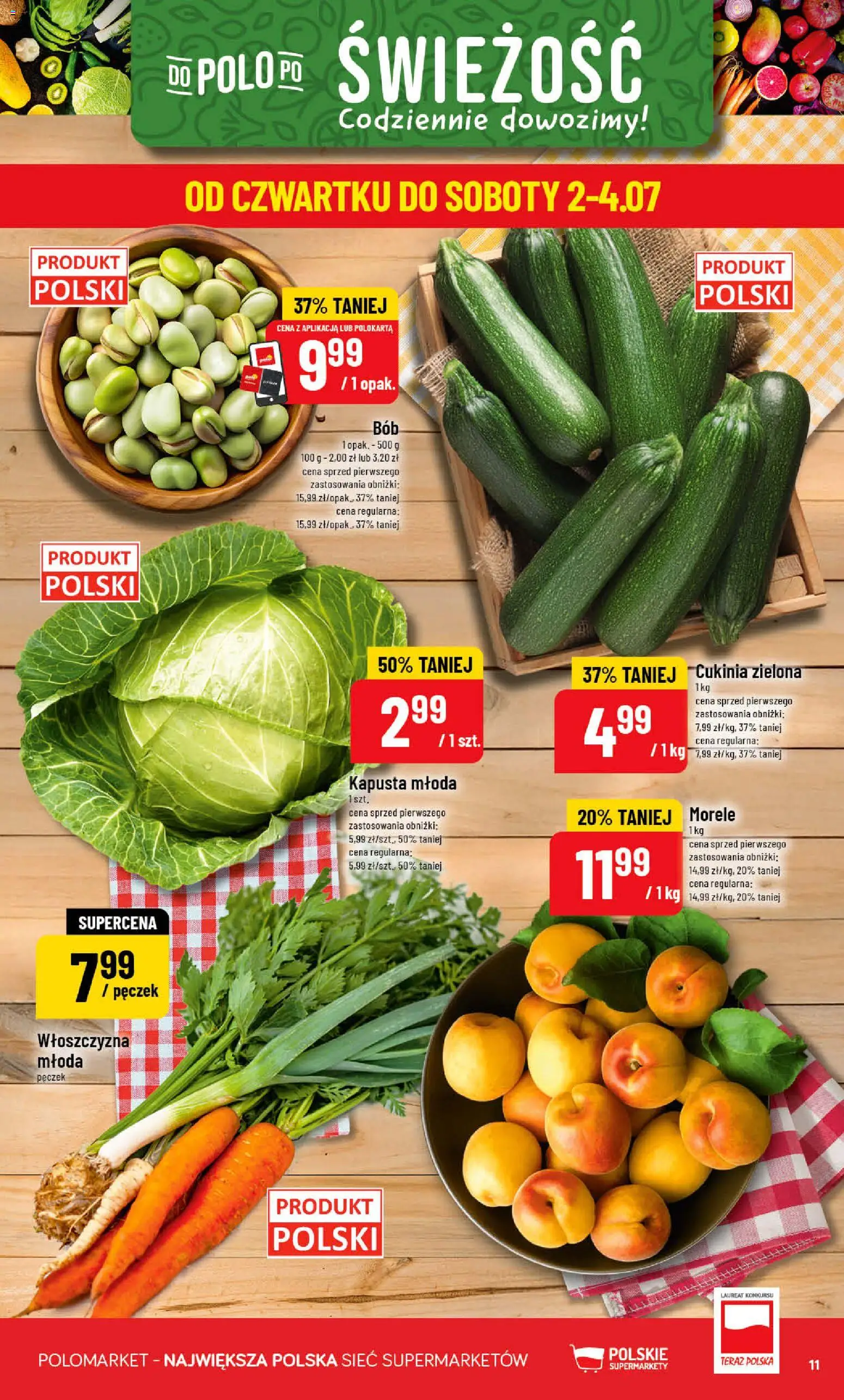 POLOmarket gazetka od 01.07.2026 | Strona: 11 | Produkty: Kapusta, Cukinia, Morele