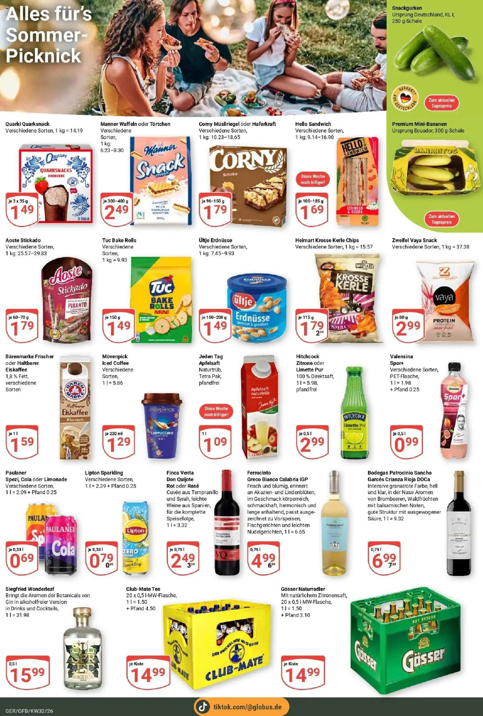 Globus Prospekt Gera (ab 03.08.2026) » Angebote online | Seite: 18 | Produkte: Waffeln, Zitrone, Schinken, Gin