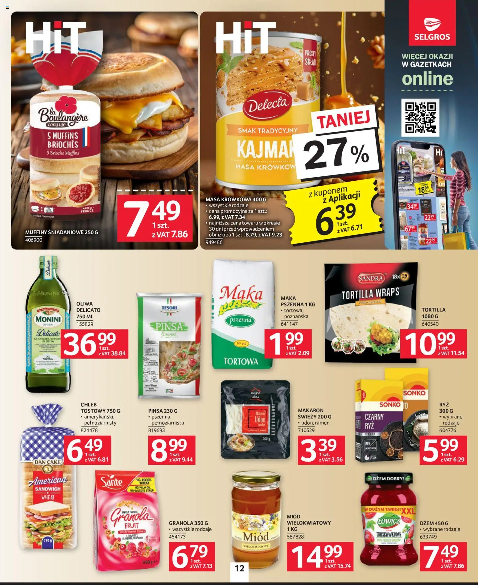 Selgros cash&carry gazetka od 22.10.2026 | Strona: 12 | Produkty: Sandwich, Tortilla, Dżem, Chleb