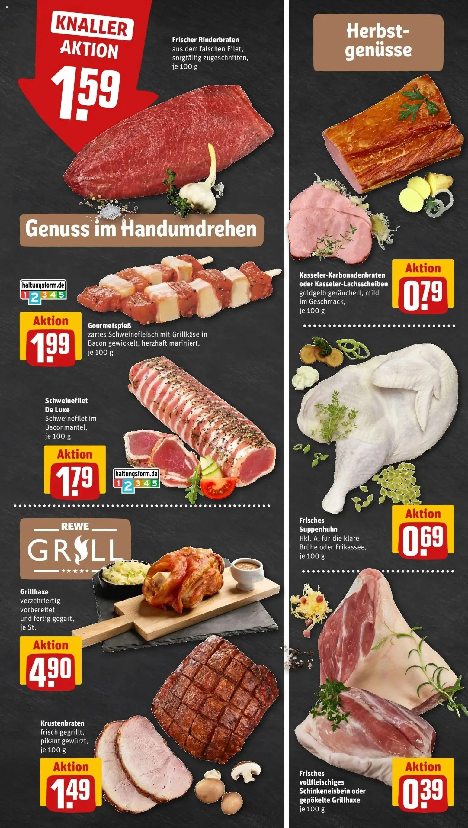 REWE Prospekt ab 19.10.2026 zum Blättern » Angebote | Seite: 9 | Produkte: Rinderbraten, Krustenbraten, Brühe, Schweinefleisch