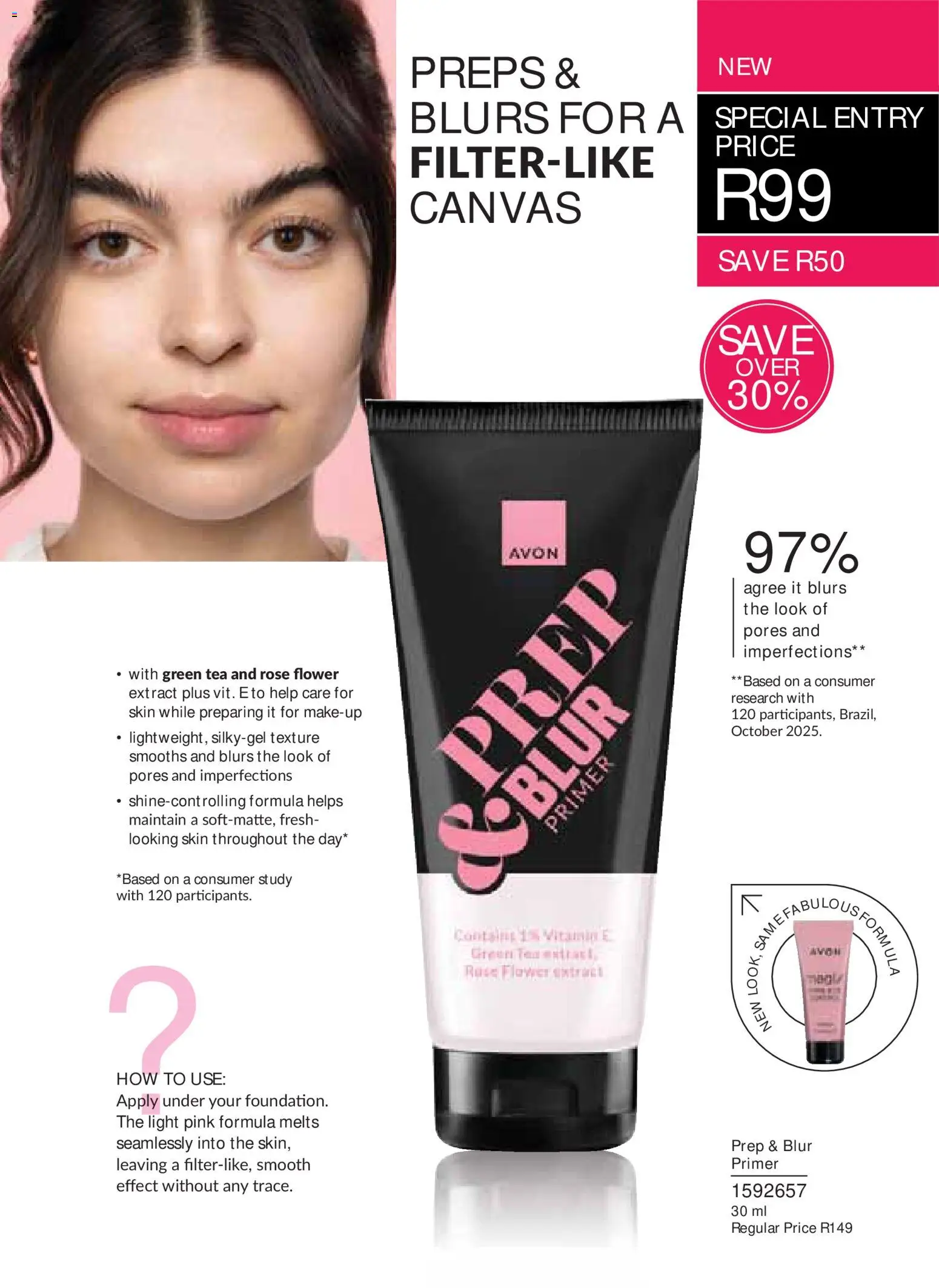 New Avon catalogue – valid from 01/10/2026 | Page: 43 | Products: Primer, Light, Tea, Canvas