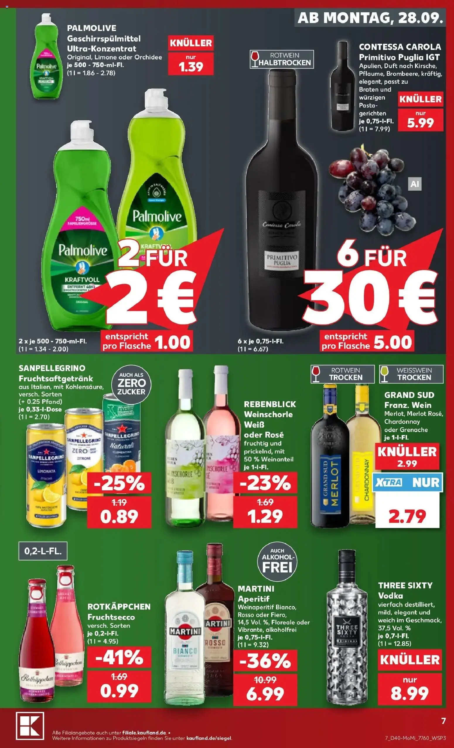 Prospekt Kaufland ab 28.09.2026 » Angebote Online zum Blättern | Seite: 7 | Produkte: Fruchtsecco, Weinschorle, Wein, Vodka